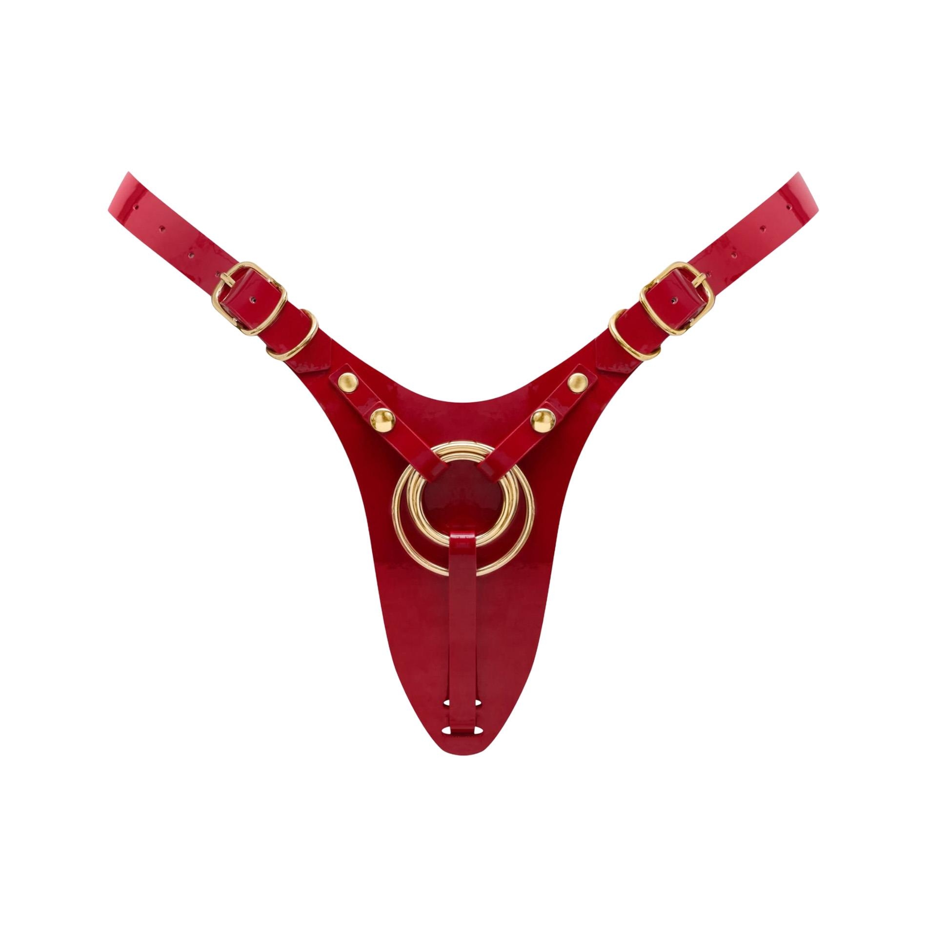 LEATHERETTE HARNESS FABULOUS - ONE SIZE - RED GLOSSY
