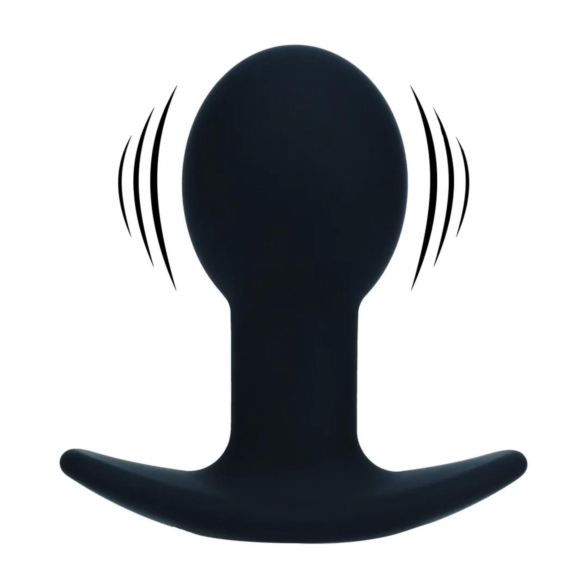 Single Bulb Vibrating Silicone Anal Plug - Black