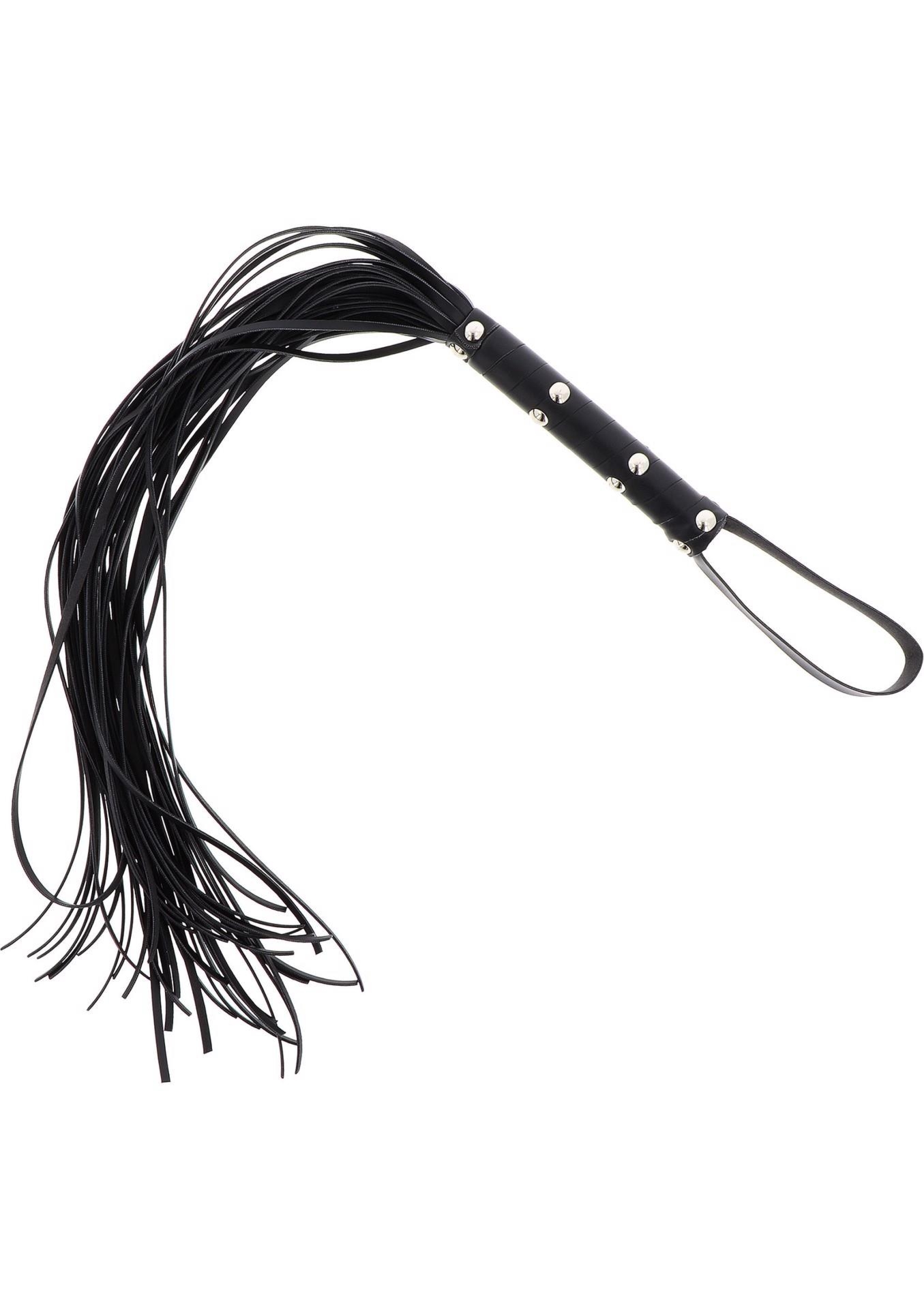 Long Studded Flogger Whip Black