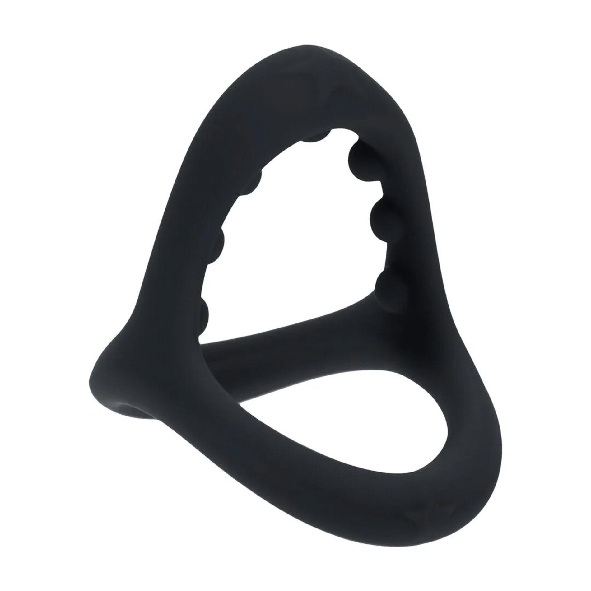 Soft Bead Grip Silicone Cock and Ball Ring - Black