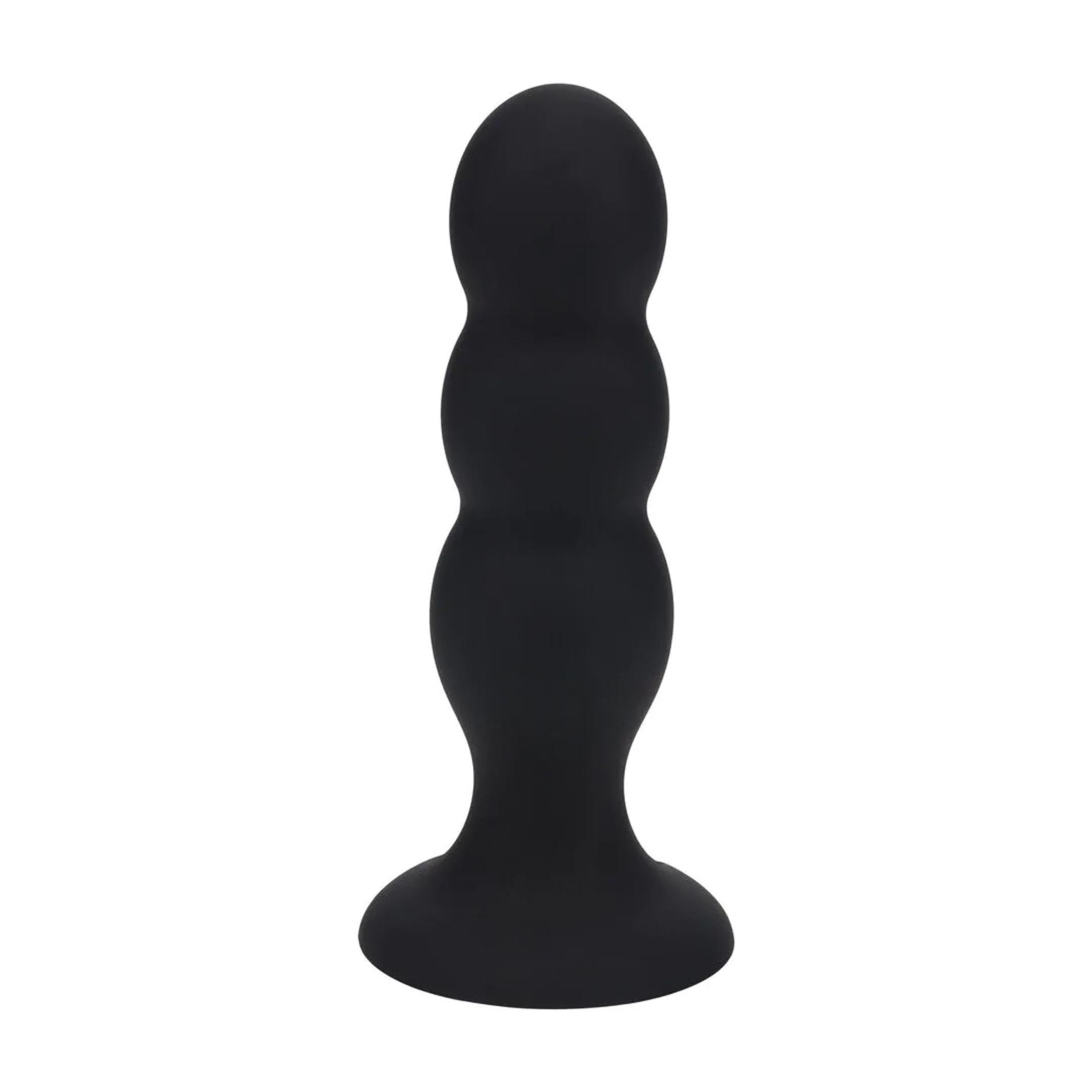 Tri Rattle Liquid Silicone Anal Plug - L - Black