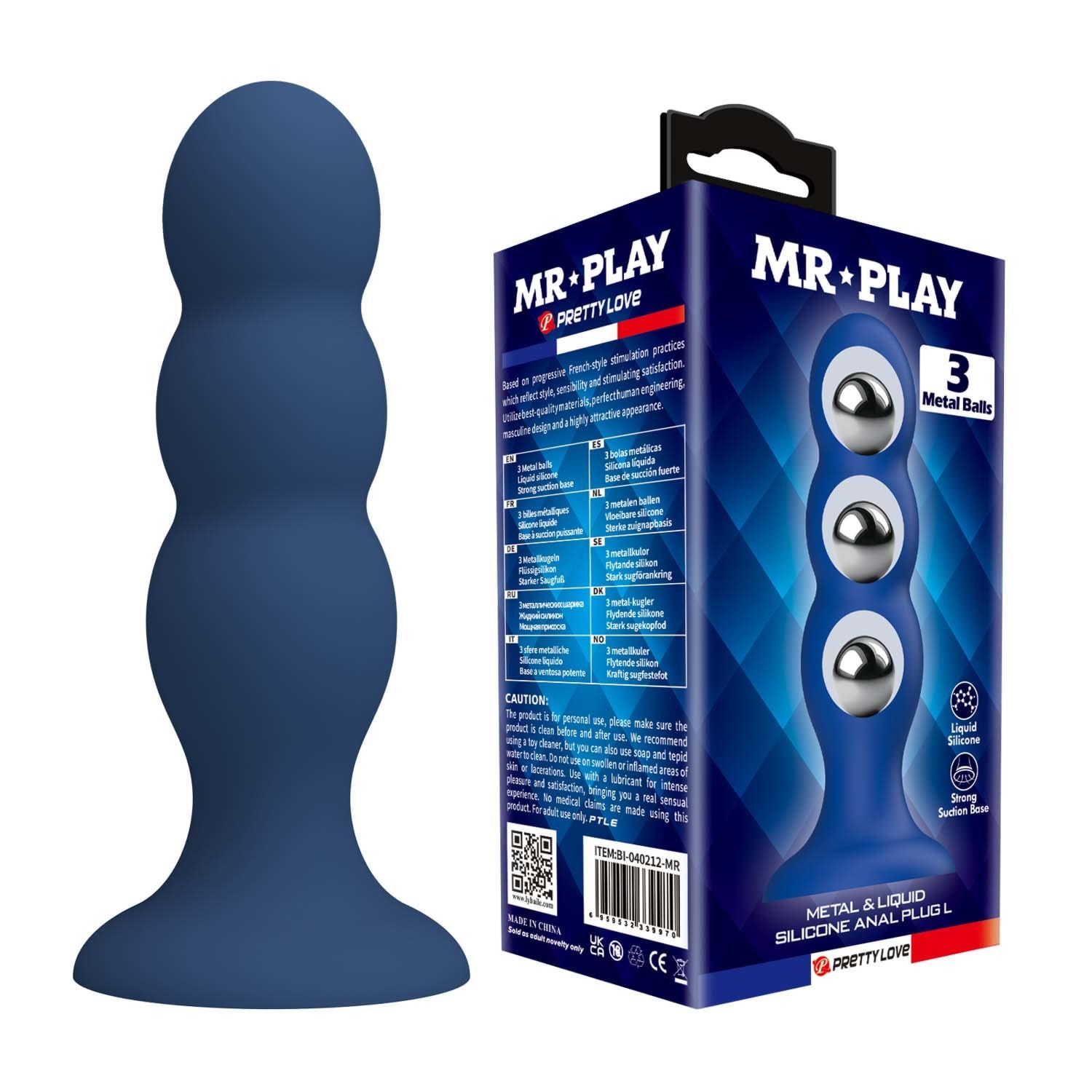 Mr. Play Metal & Liquid Silicone Anal Plug with 3 Metal Balls