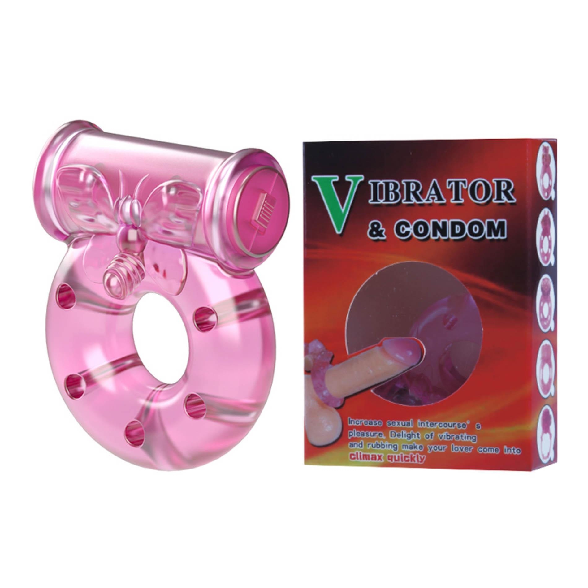 Vibrating Cock Ring & Condom Set – Pink