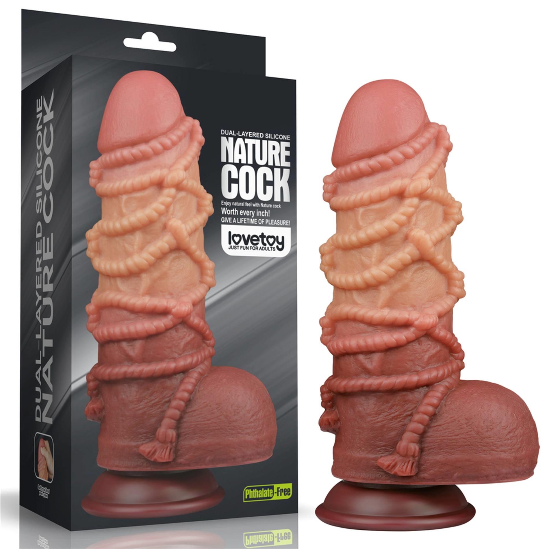 9.5" Dual layered Platinum Silicone Cock with Rope