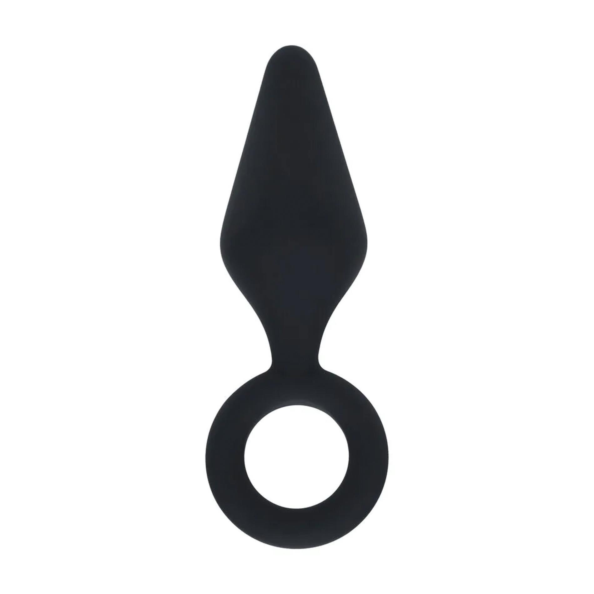 Silicone Anal Plug with Loop - S - Black