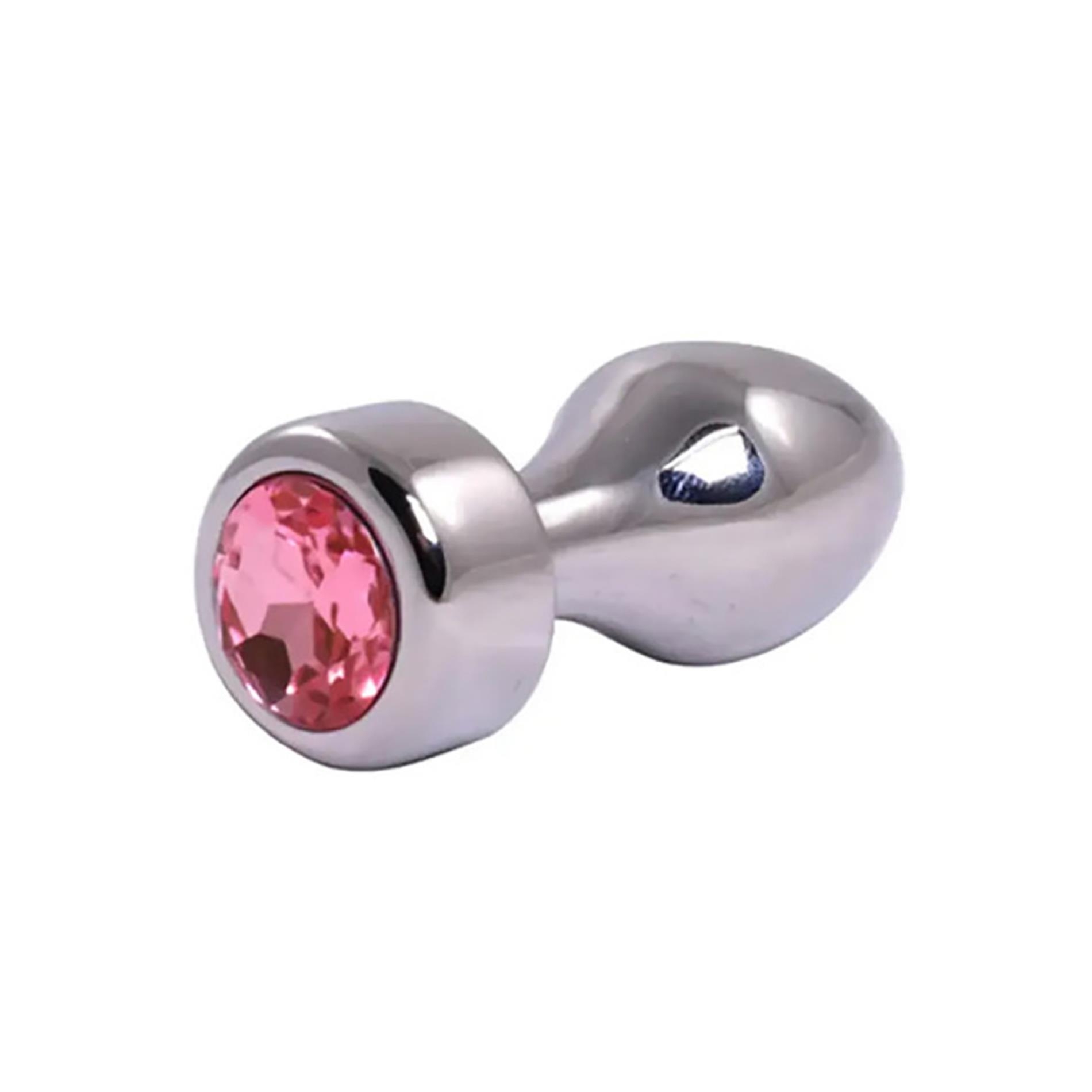 Silver Butt Plug with Pink Diamond