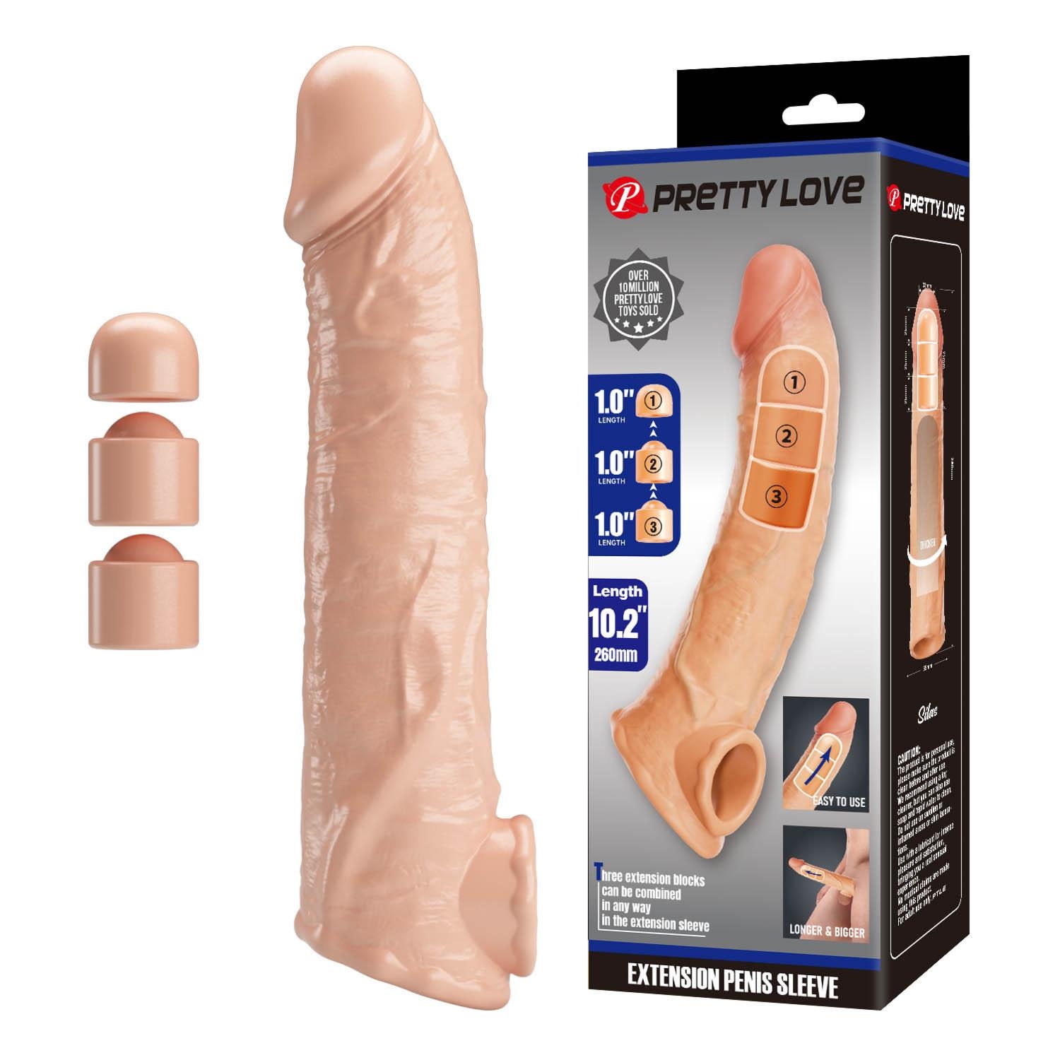 Pretty Love Extension Penis Sleeve with Modular Length Blocks – 26 cm