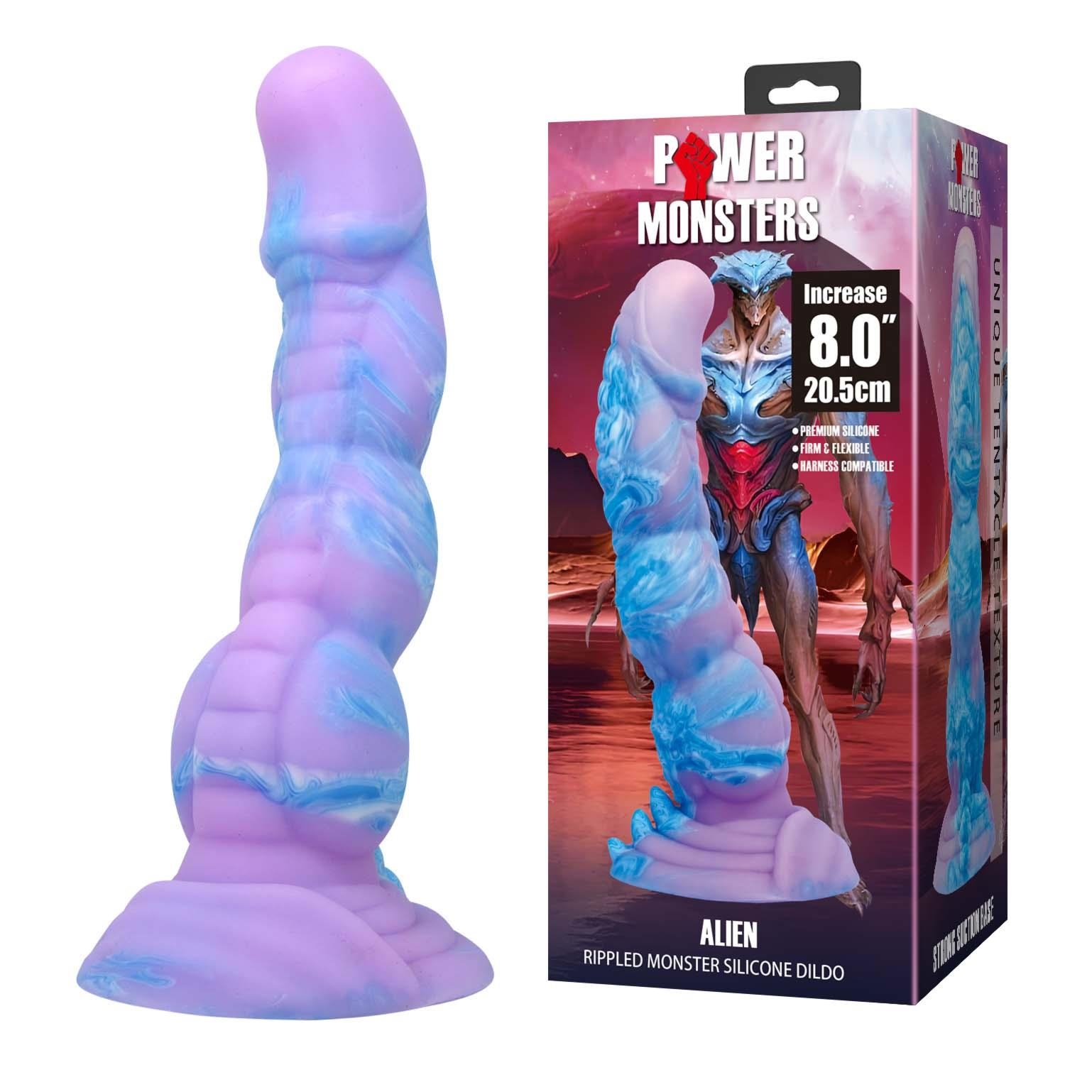Power Monsters Alien – 20.5 cm Rippled Monster Silicone Dildo