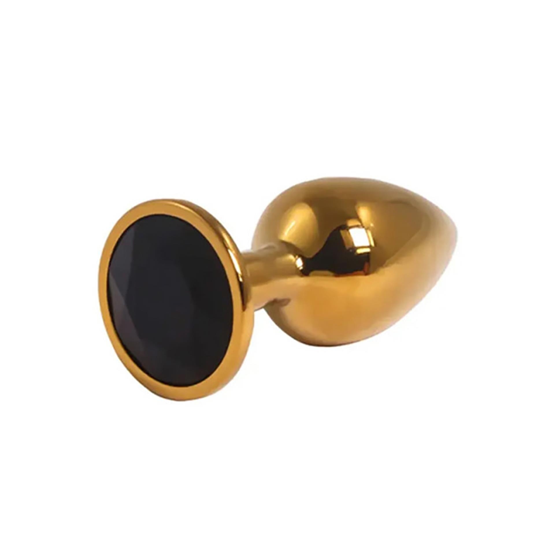 Gold Small Butt Plug with Black Diamond