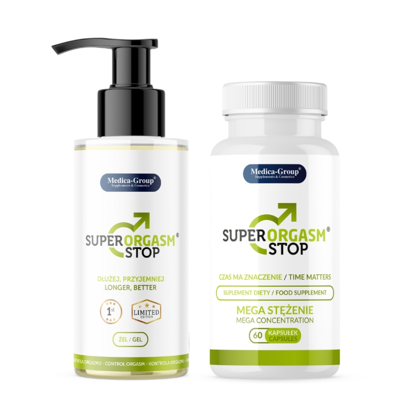 Super Orgasm Stop – Żel 150 ml + 60 kaps. na Przedwczesny Wytrysk - Nr 1 wśród Klientów
