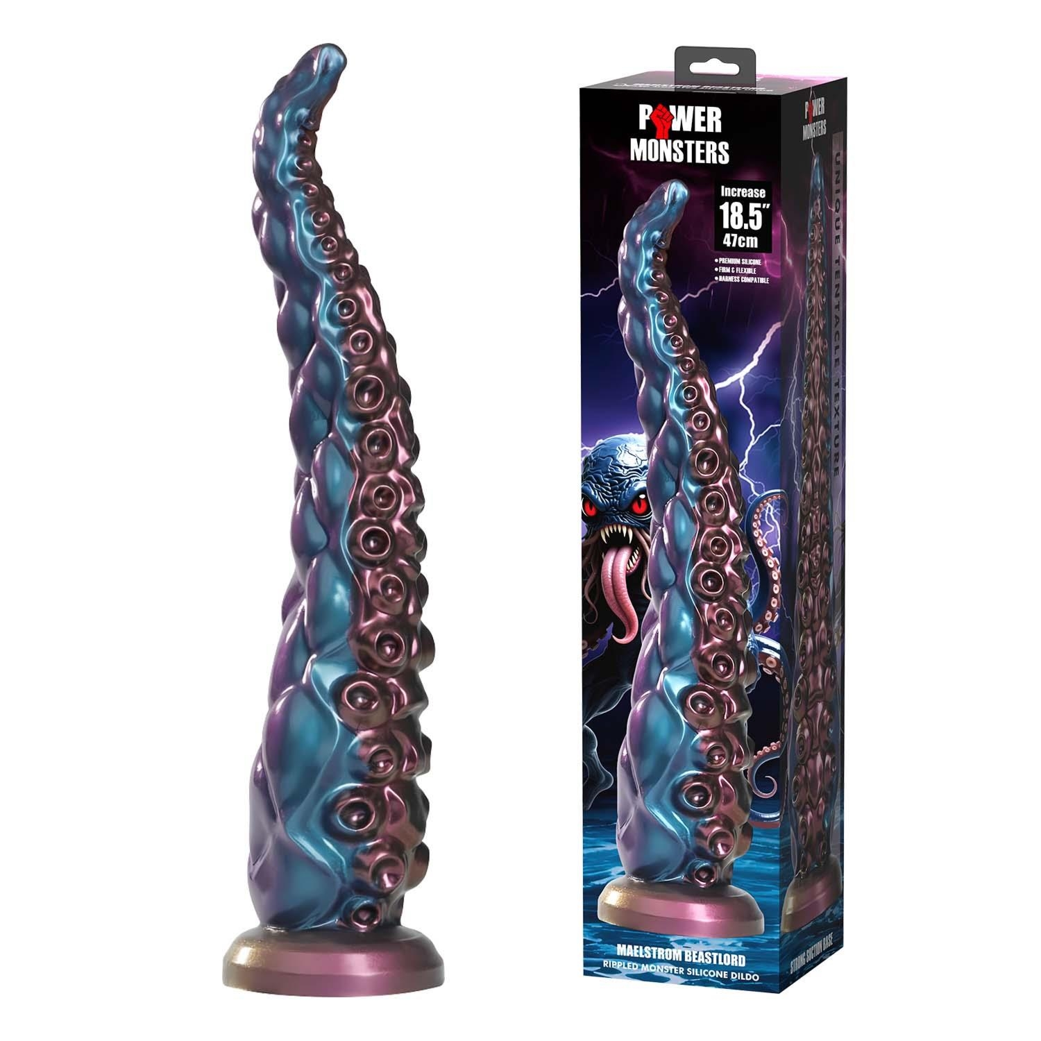 Power Monsters Maelstrom Beastlord – 47 cm Rippled Monster Silicone Dildo