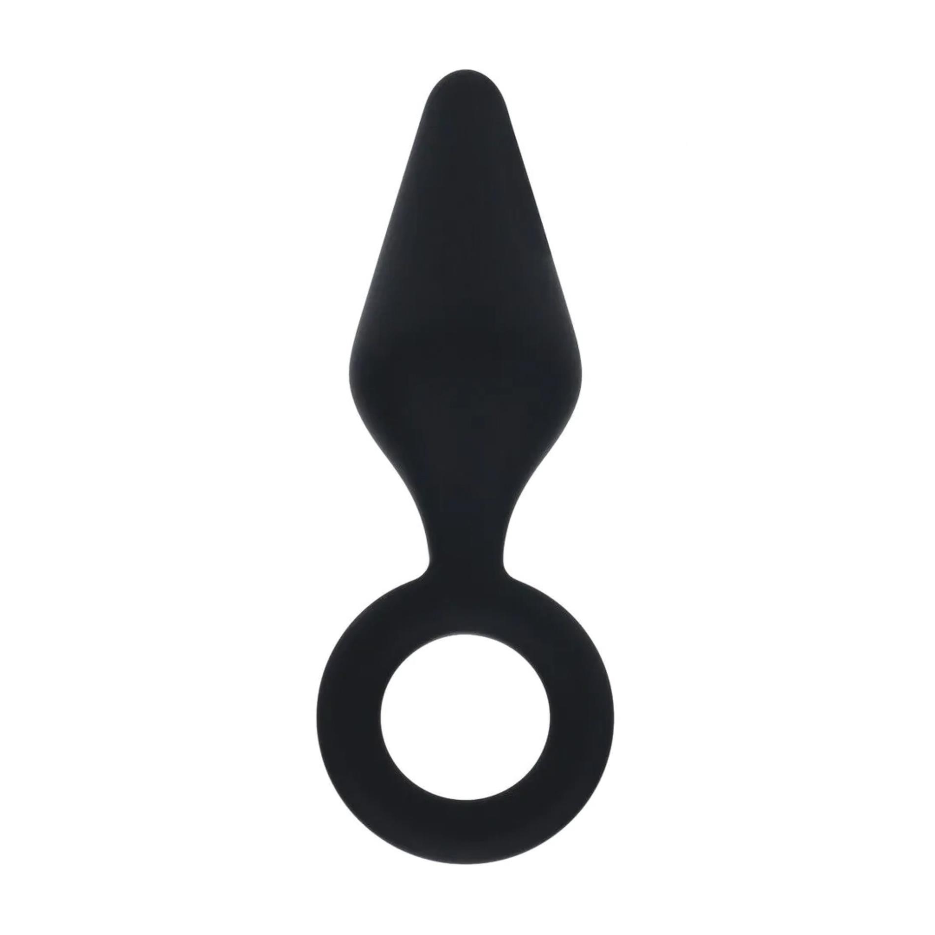 Silicone Anal Plug with Loop - M - Black