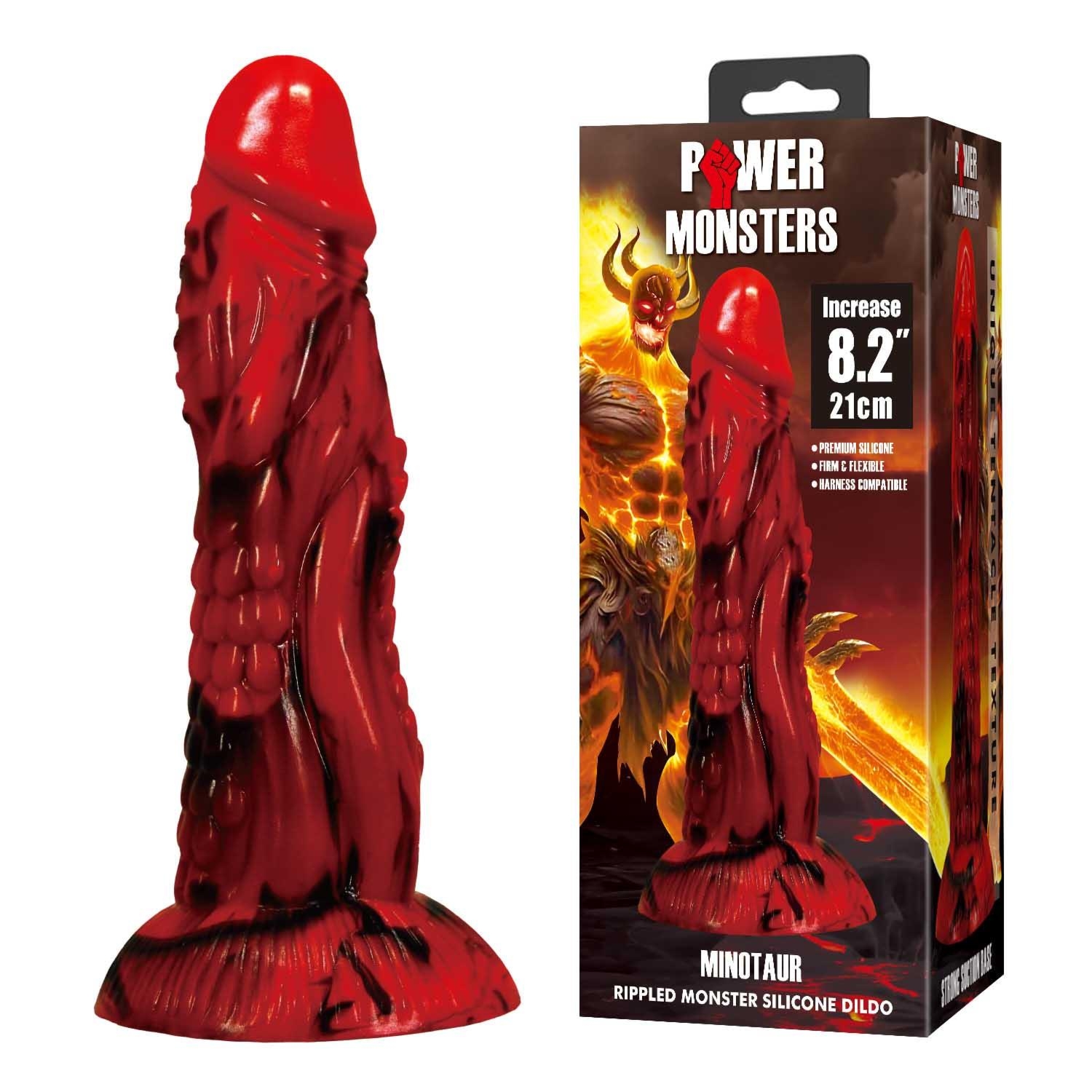 Power Monsters Minotaur – 21 cm Rippled Monster Silicone Dildo
