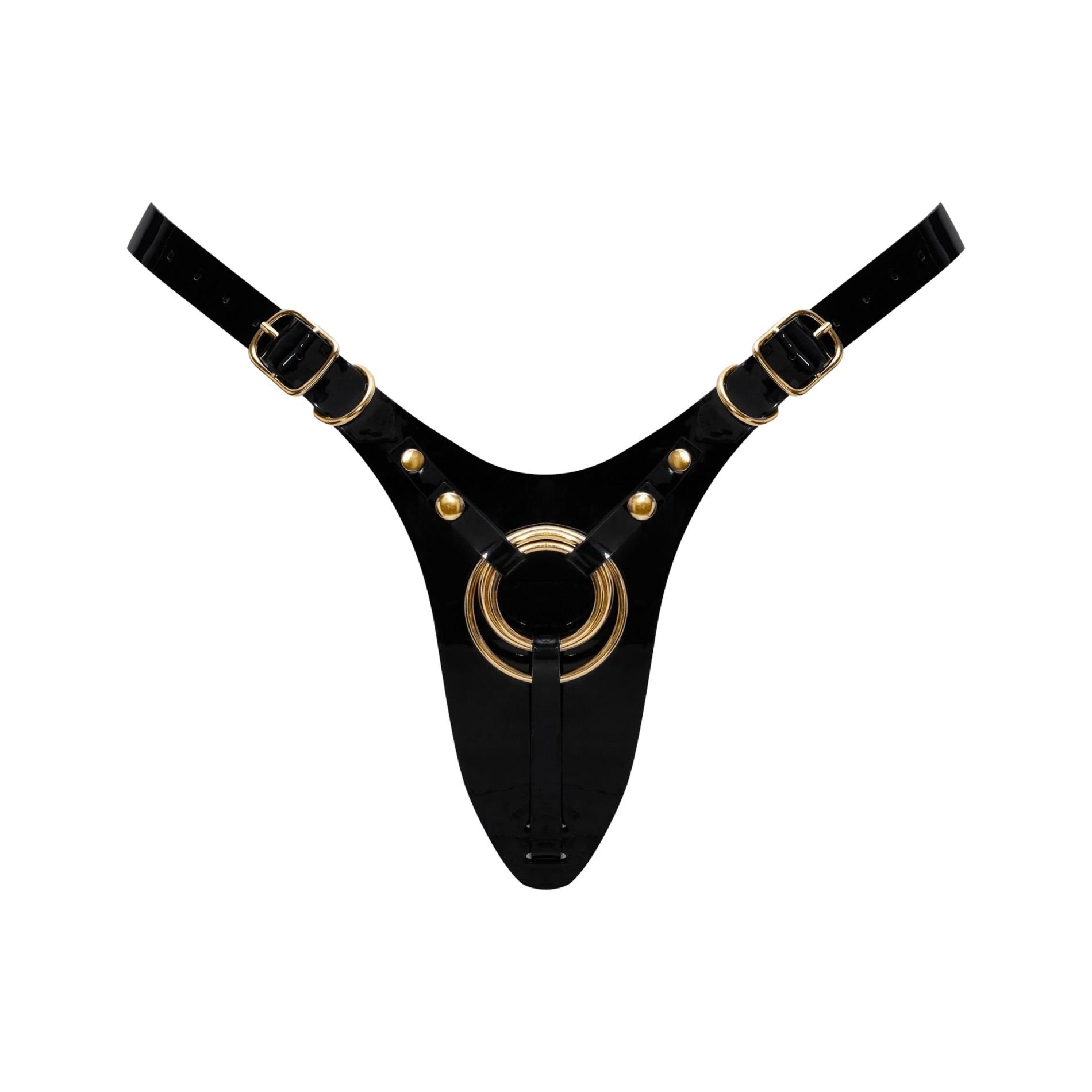 LEATHERETTE HARNESS FABULOUS - ONE SIZE - BLACK GLOSSY