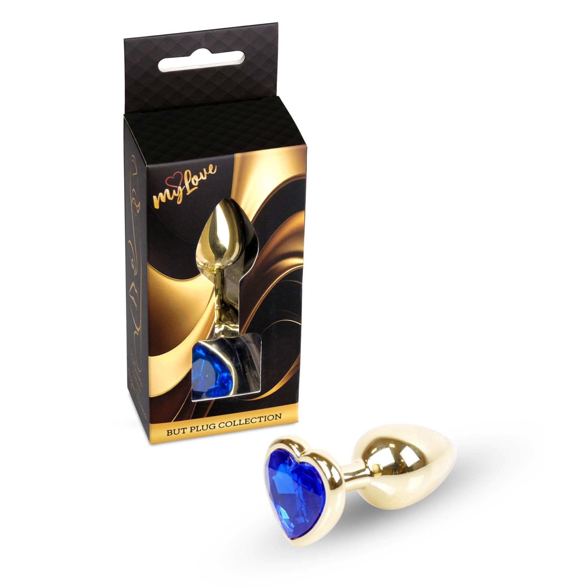 MyLove Toys - Jewellery Gold  Heart PLUG- Dark Blue