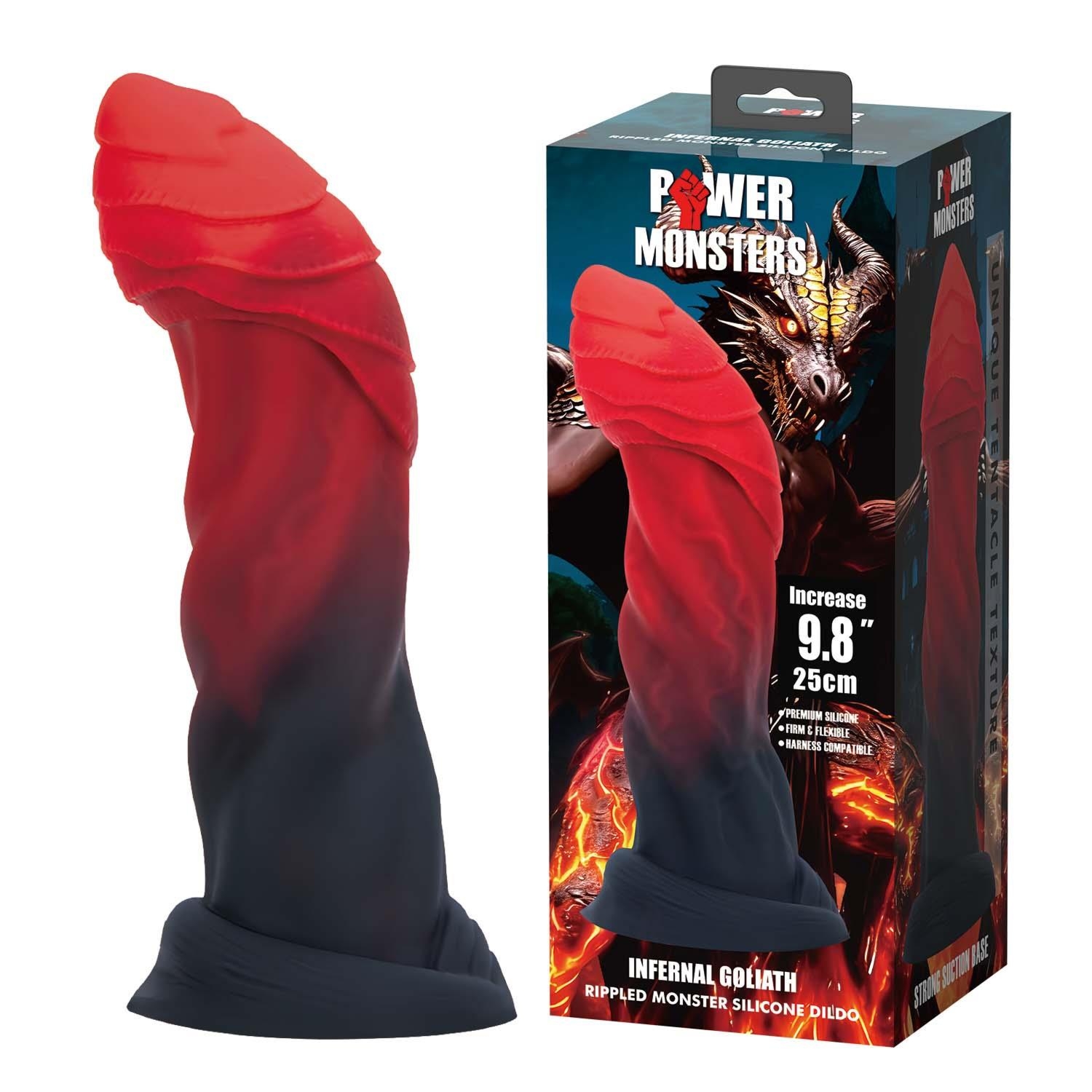 Power Monsters Infernal Goliath – 25 cm Rippled Monster Silicone Dildo