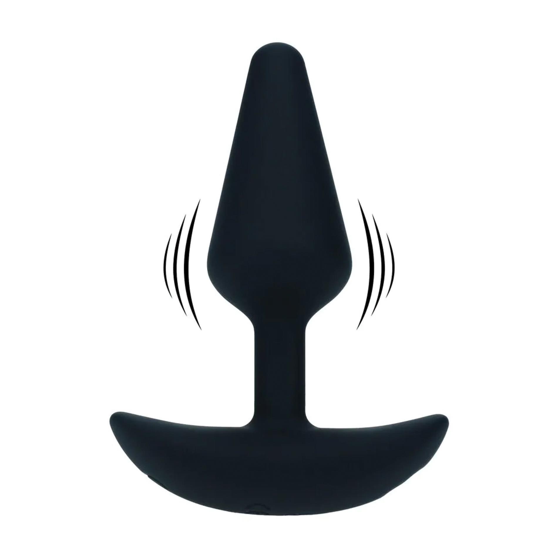 Classic Vibrating Silicone Anal Plug - S - Black