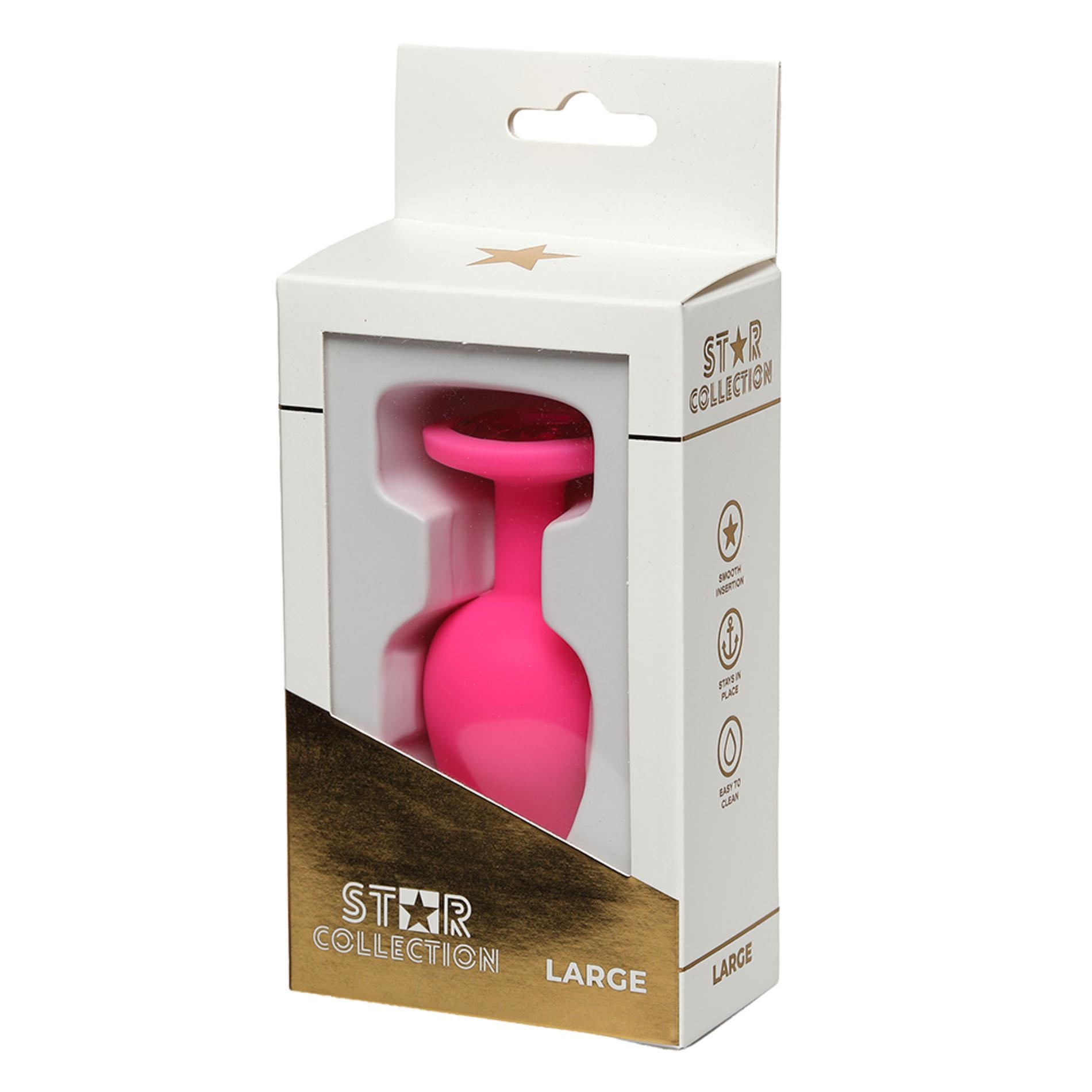 Star Collection - Pink Silicone Anal Plug L - Pink Stone
