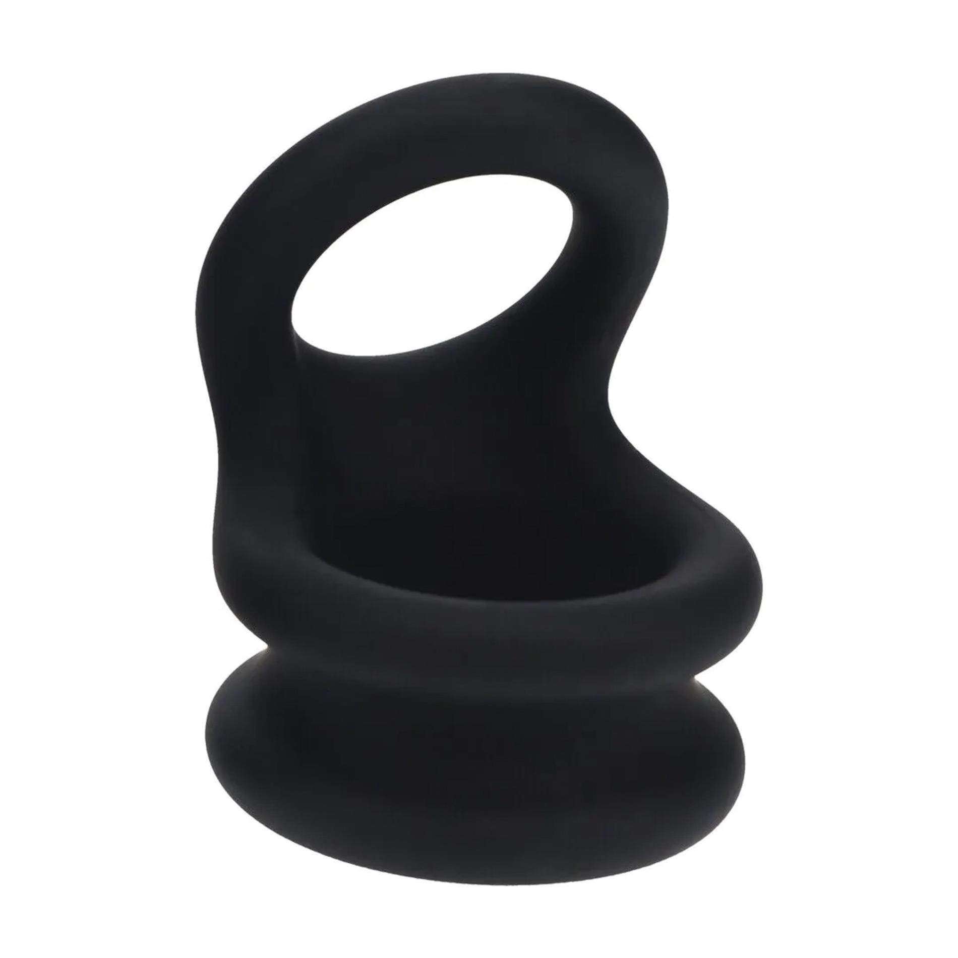 Wide Double O Silicone Cockring - M - Black