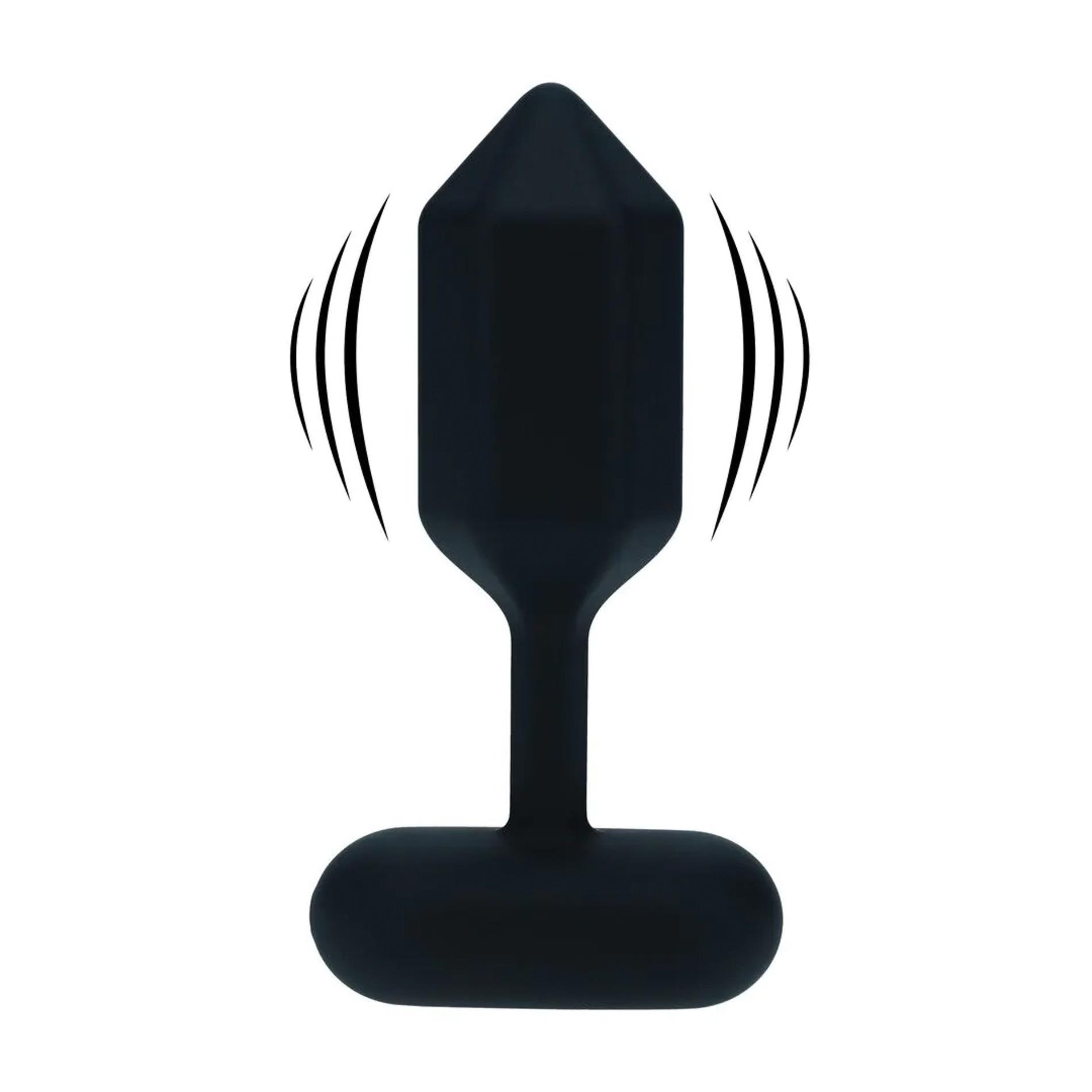 Hexagonal Vibrating Silicone Anal Plug - S - Black