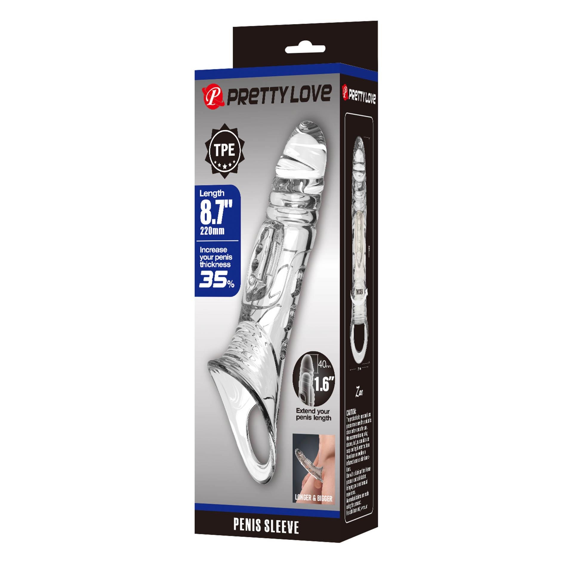 Pretty Love Penis Sleeve 8.7" Extender – Clear