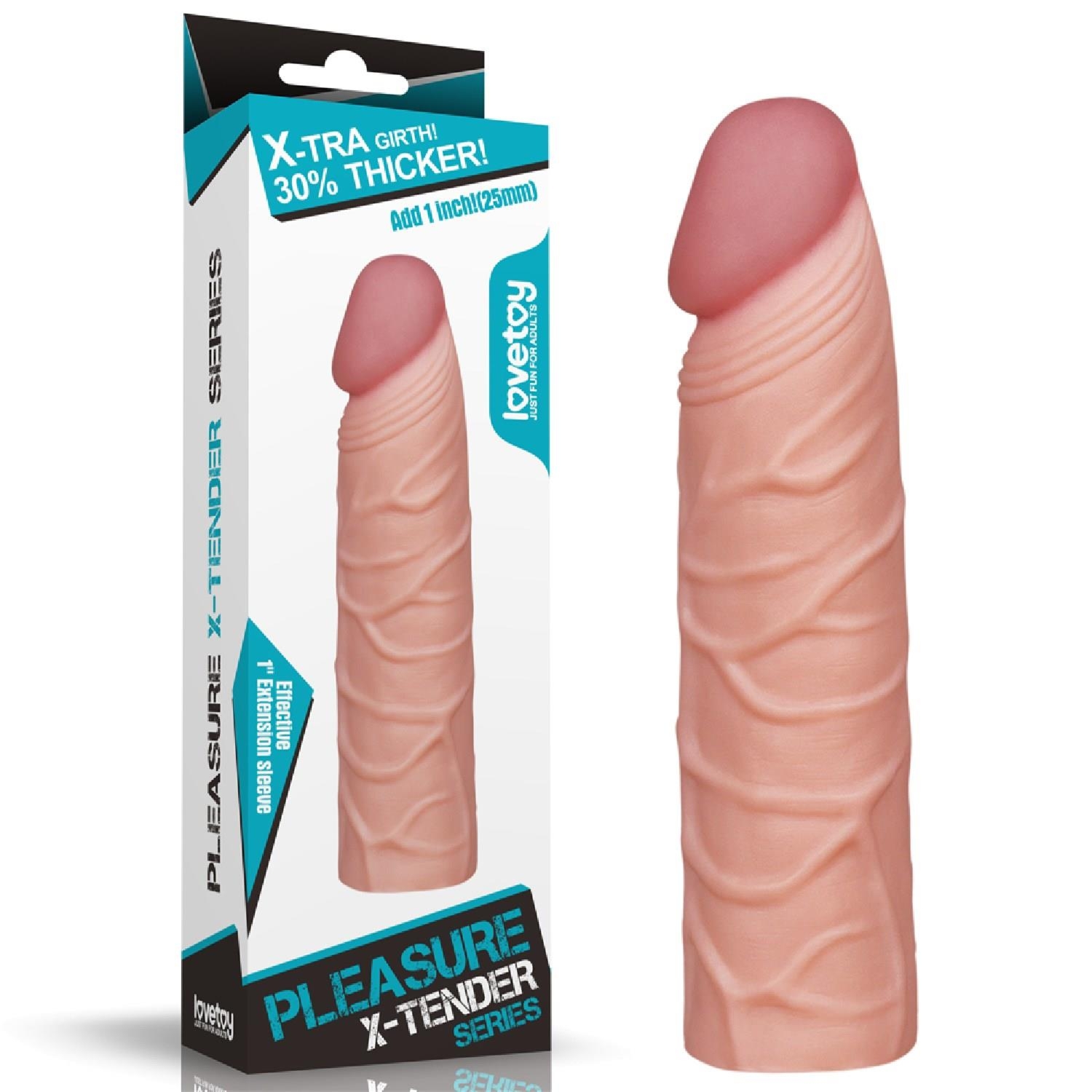 Add 1" Pleasure X Tender Penis Sleeve Flesh