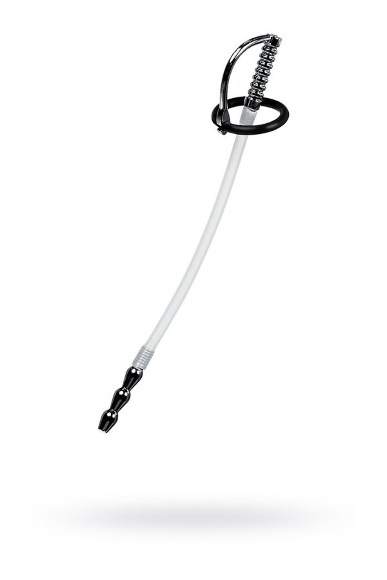 Urethral catheter TOYFA Metal, with replaceable securing rings, silicone, silver, 23cm