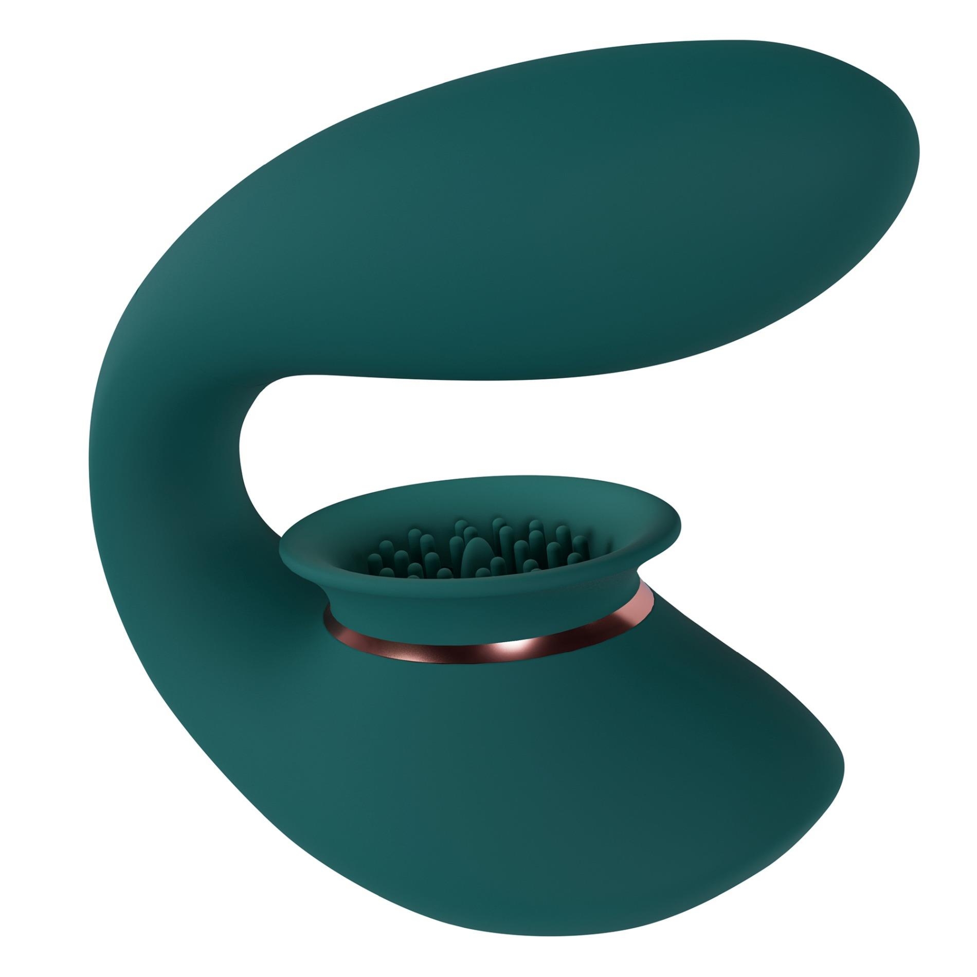 Wibrator dla Par - Twitch 3 - Rechargeable Vibrator & Suction - Silicone - 10 Speed - Forest Green