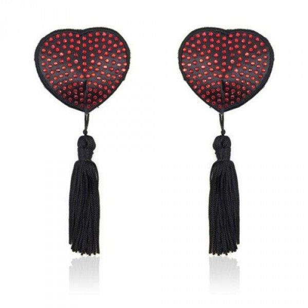 Heart shine nipples tassels (rosso)