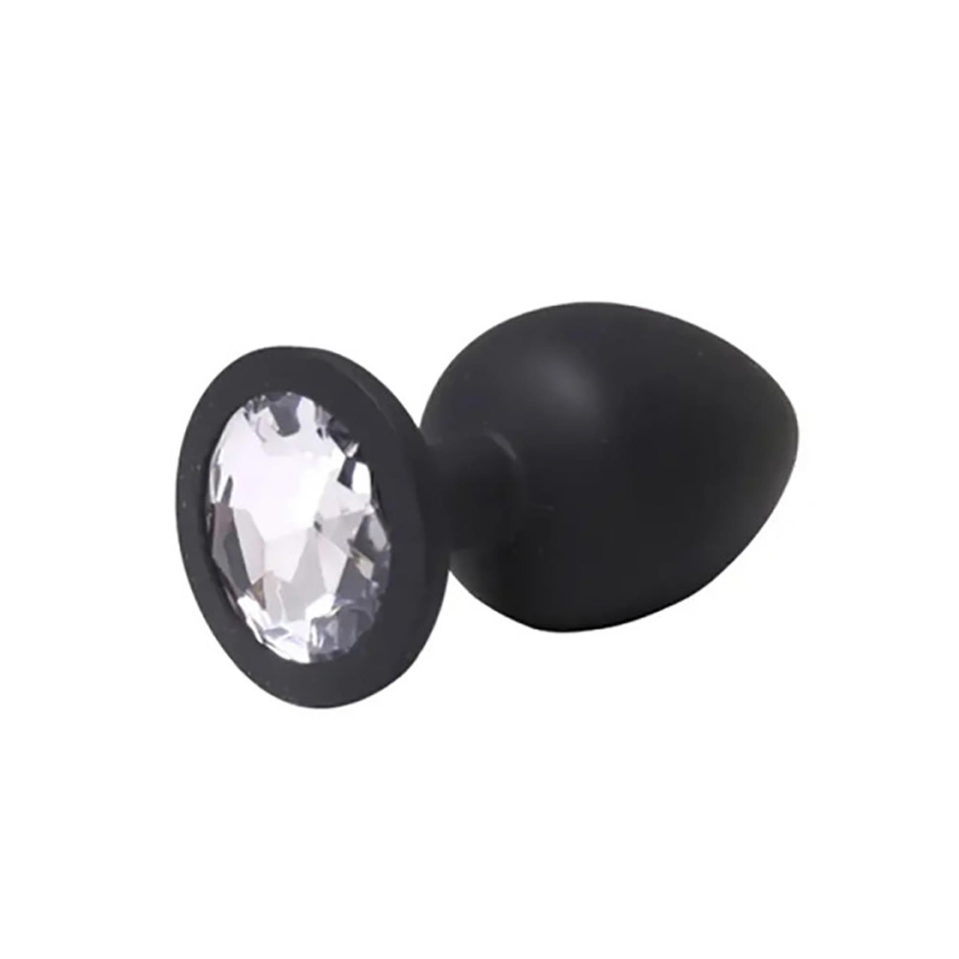Black large butt plug with white crystal