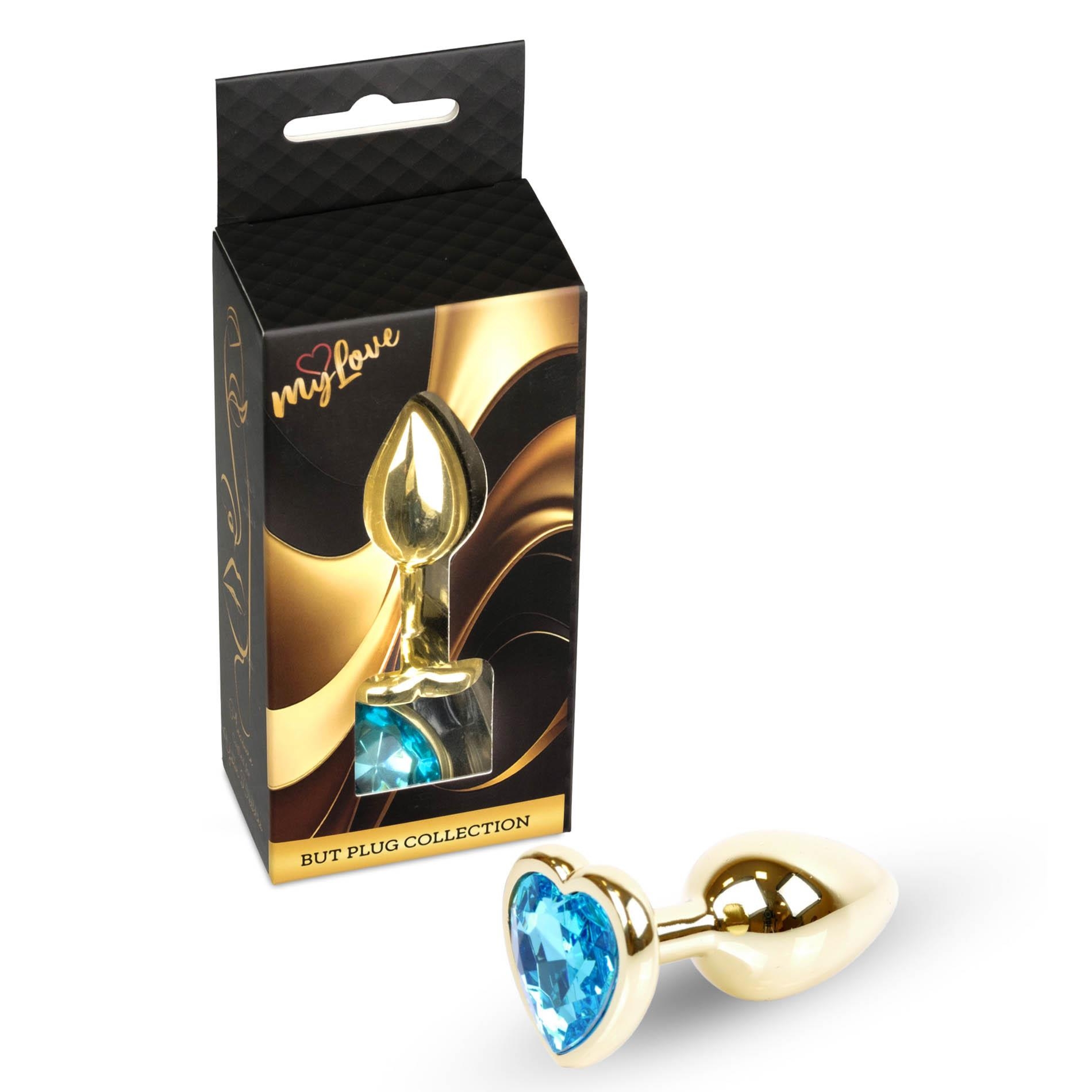 MyLove Toys - Jewellery Gold  Heart PLUG- Light Blue