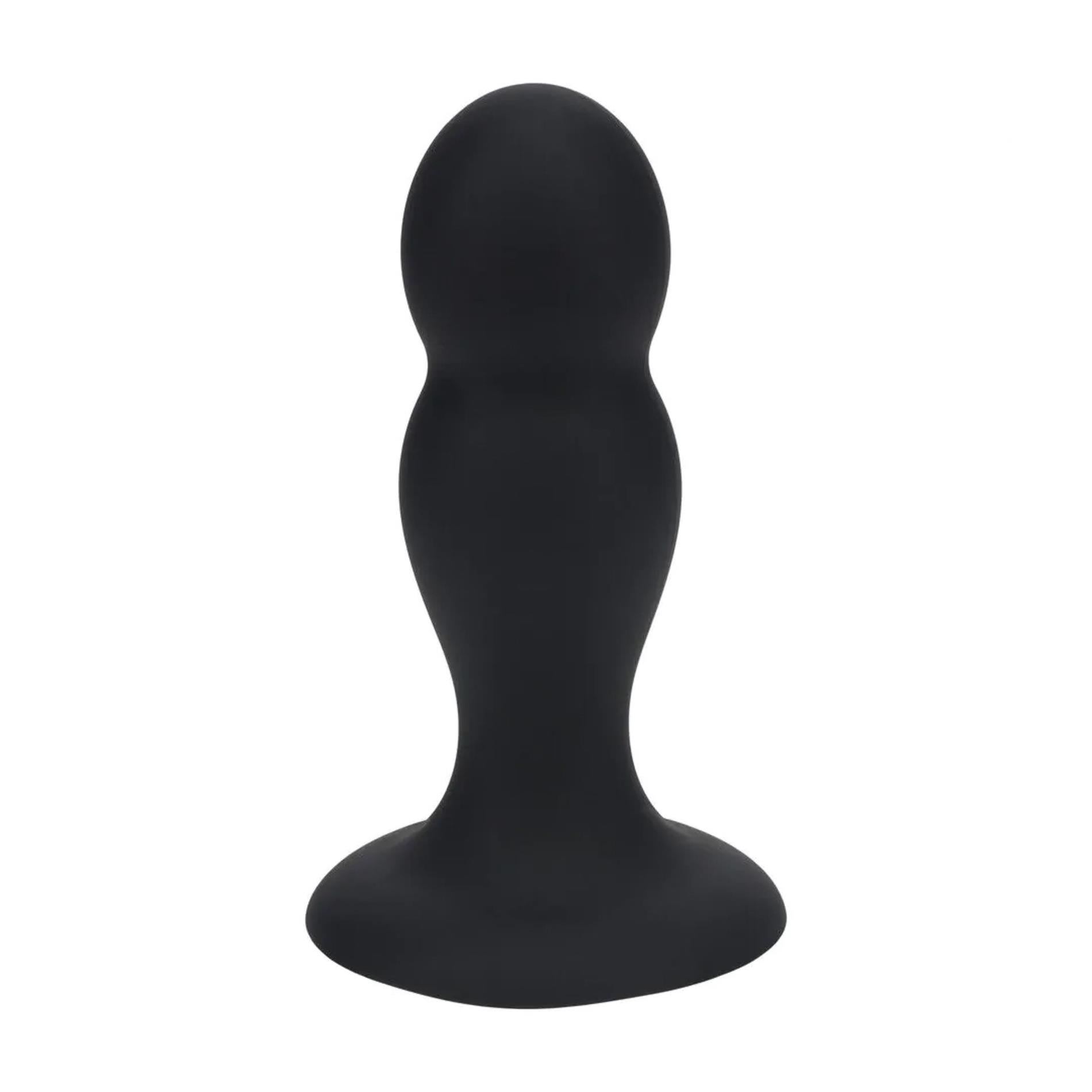 Double Rattle Liquid Silicone Anal Plug - M - Black
