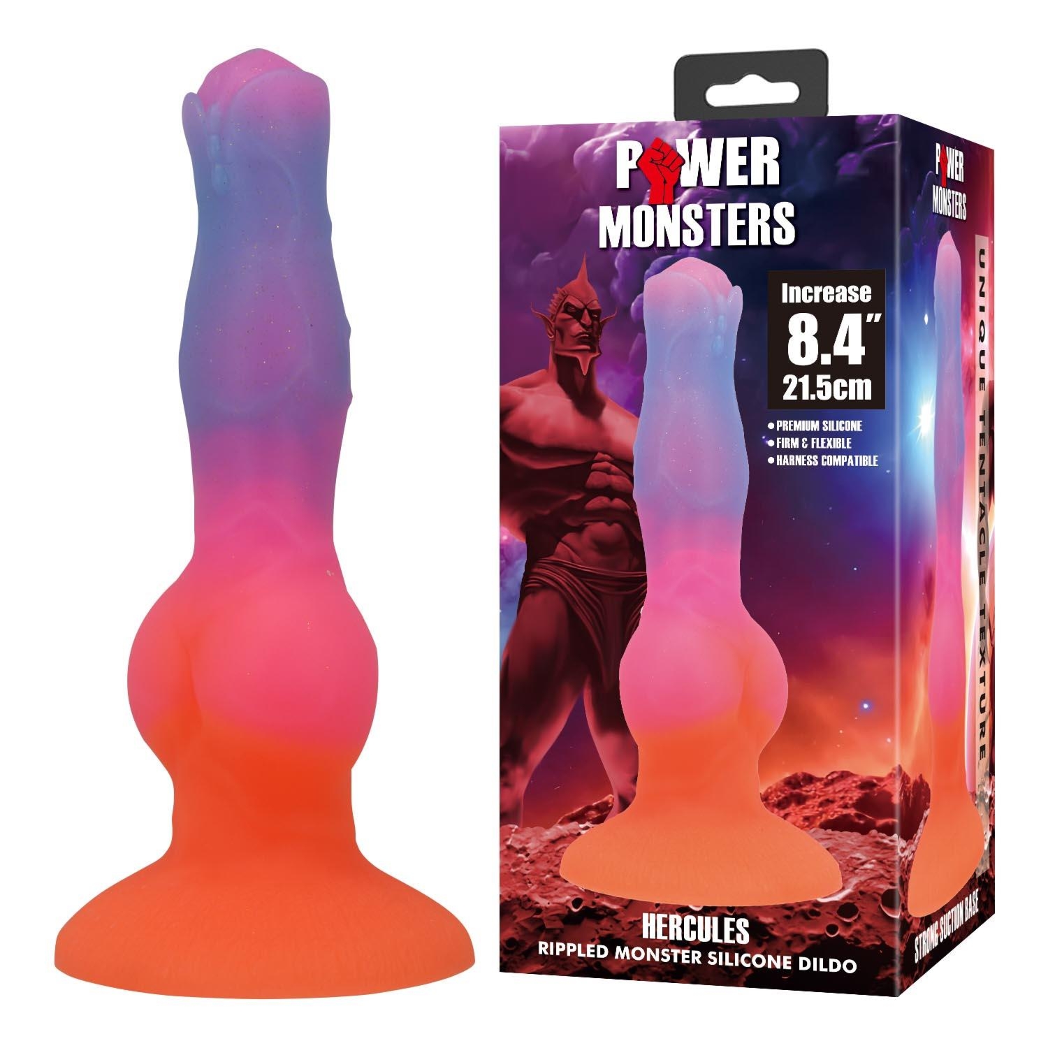 Power Monsters Hercules – 21.5 cm Rippled Monster Silicone Dildo
