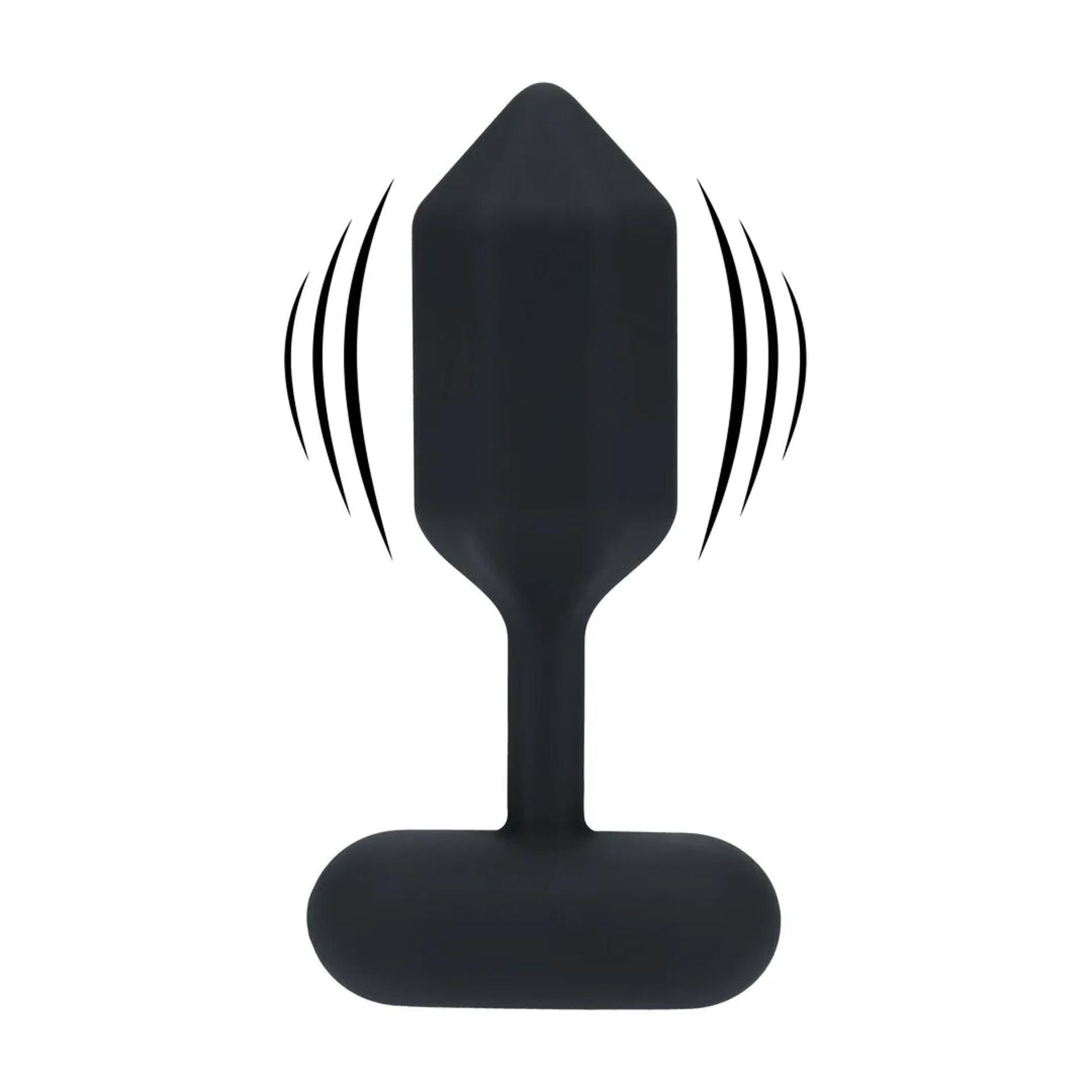 Hexagonal Vibrating Silicone Anal Plug - L - Black