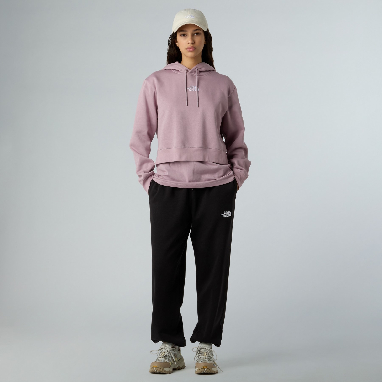 Bluza z kapturem damska The North Face ESSENTIAL CROP fioletowa NF0A89EXD2Q