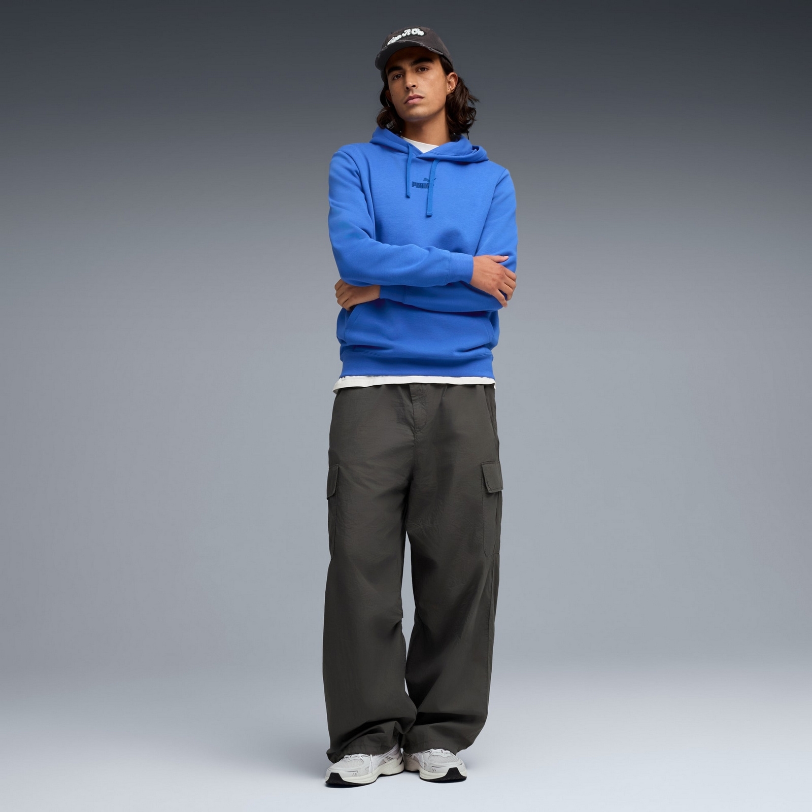 Bluza z kapturem męska Puma ESS SMALL LOGO CENTERED FL niebieska 69291413