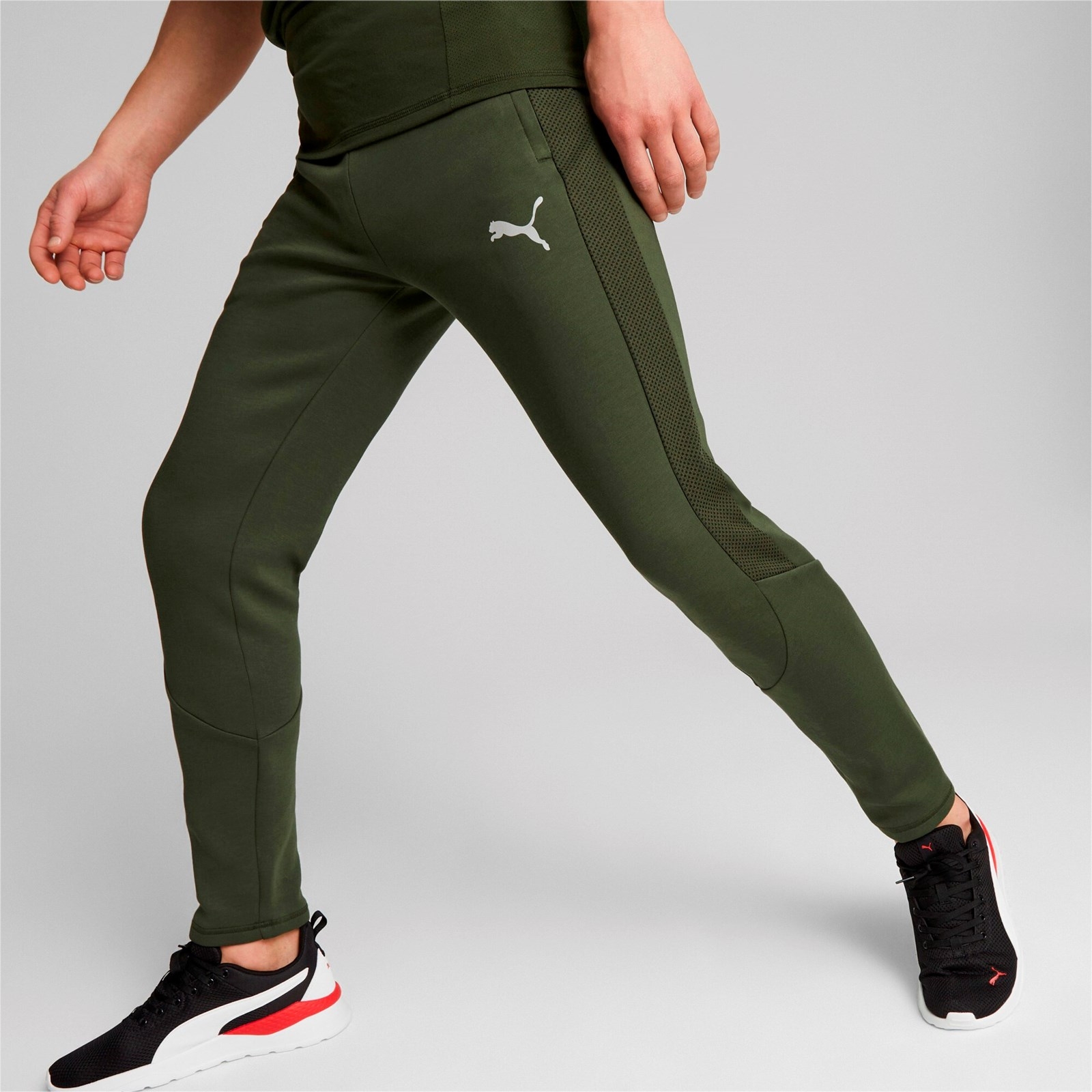 Spodnie dresowe mskie Puma EVOSTRIPE zielone 67593231