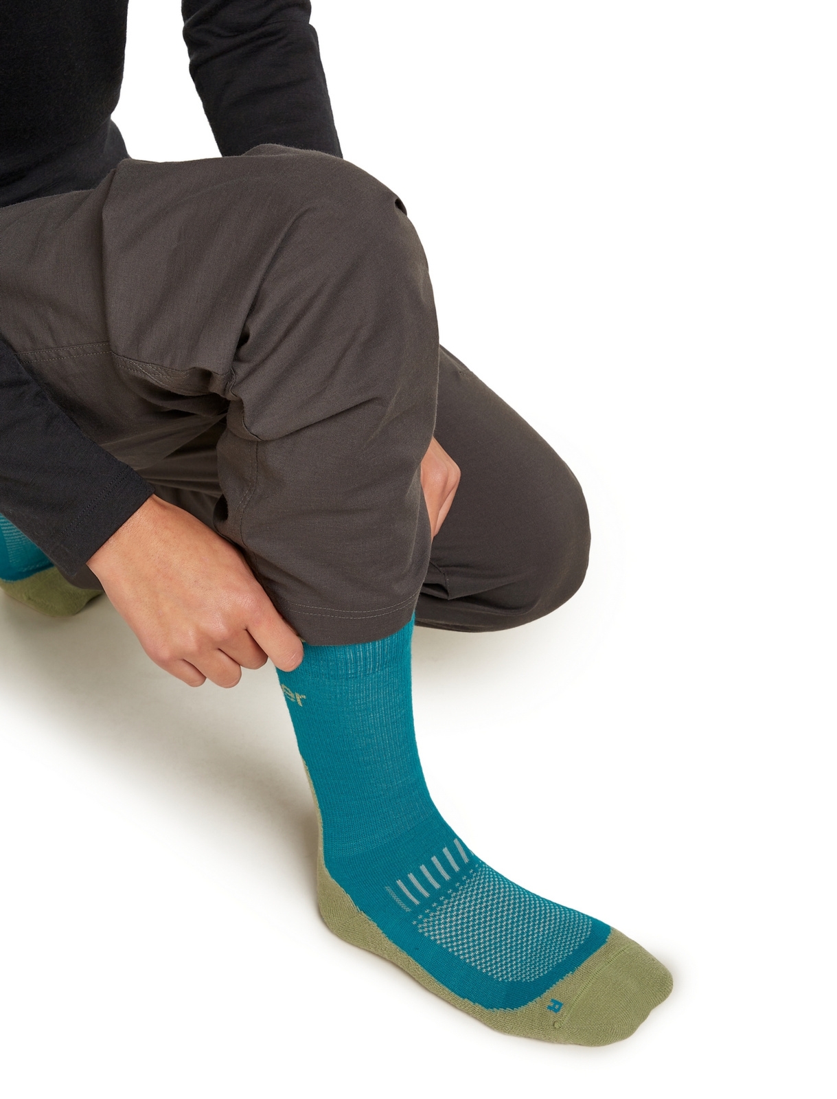 Skarpety trekkingowe damskie Icebreaker HIKE+ LIGHT CREW turkusowe IB0A578K0MC