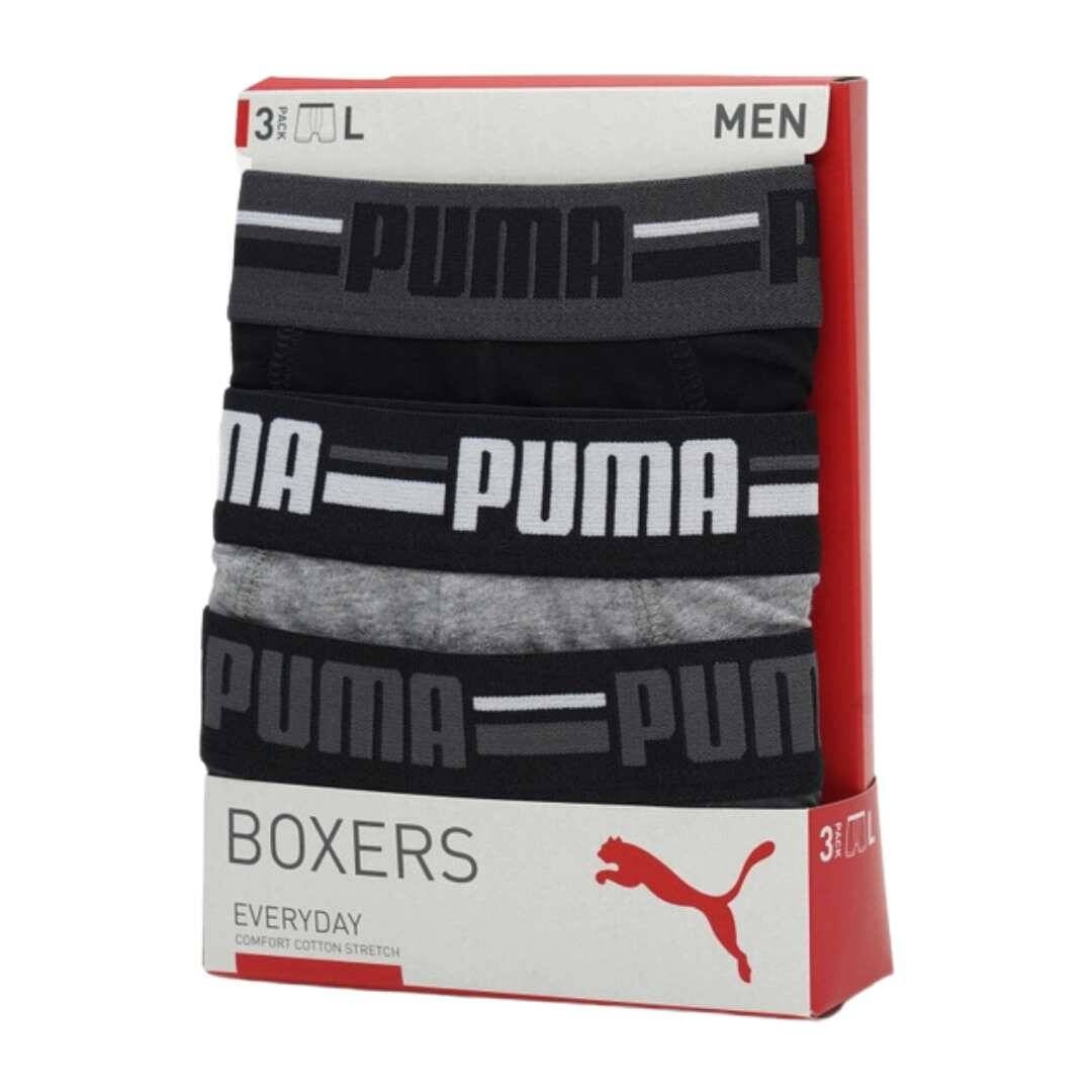 Bokserki mskie Puma BASIC BRAND ELASTIC 3-PACK szare 93545701