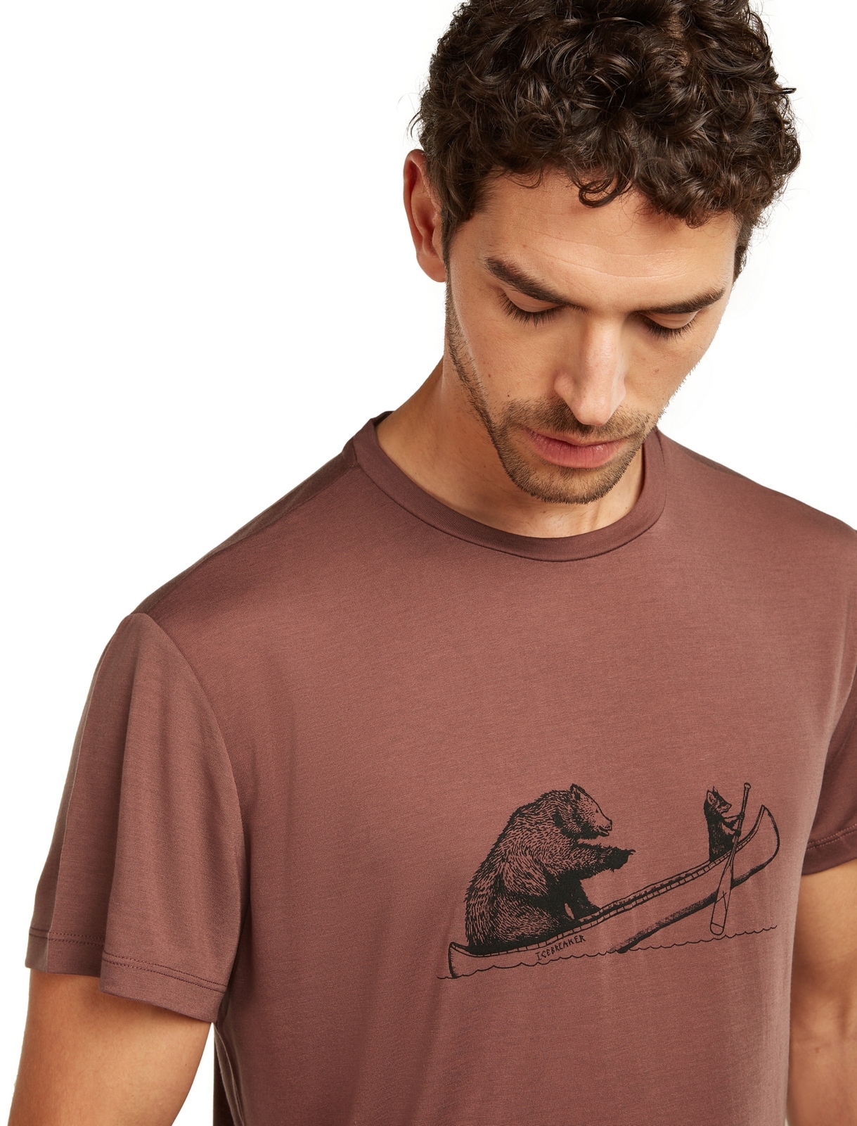 Koszulka męska Icebreaker MER CORE CANOE COMPANIONS brązowa IB0A57GM0B1