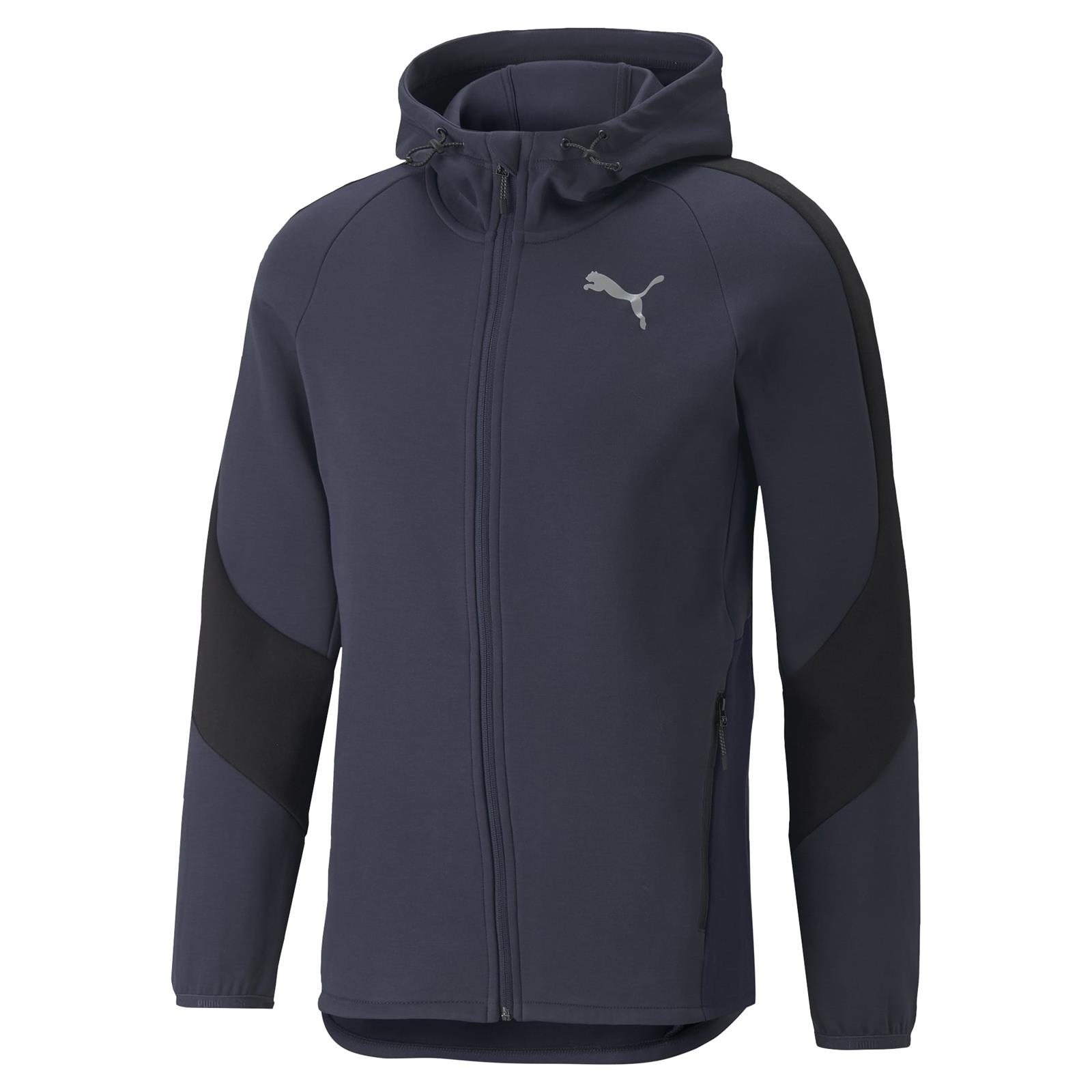 Bluza z kapturem mska Puma EVOSTRIPE FULL-ZIP granatowa 84740143