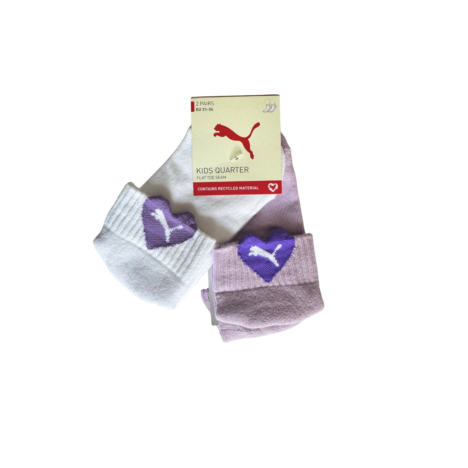 Skarpety dziecice Puma KIDS HEART LOGO QUARTER 2-PACK wielokolorowe 93865203