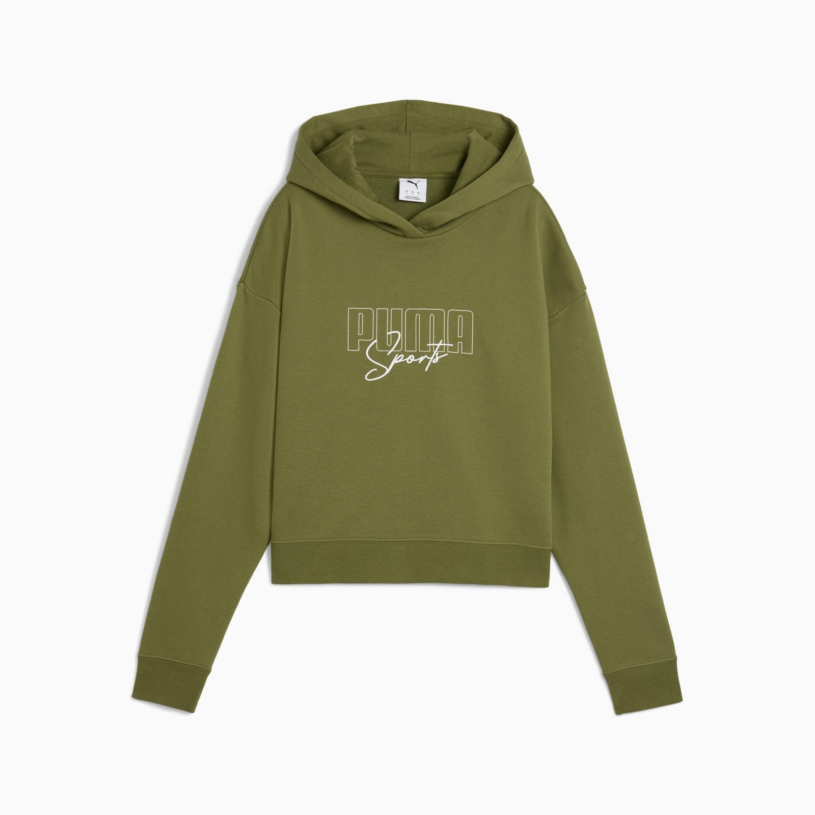 Bluza z kapturem damska Puma ELEVATED GRAPHIC CROPPED TR zielona 68950022