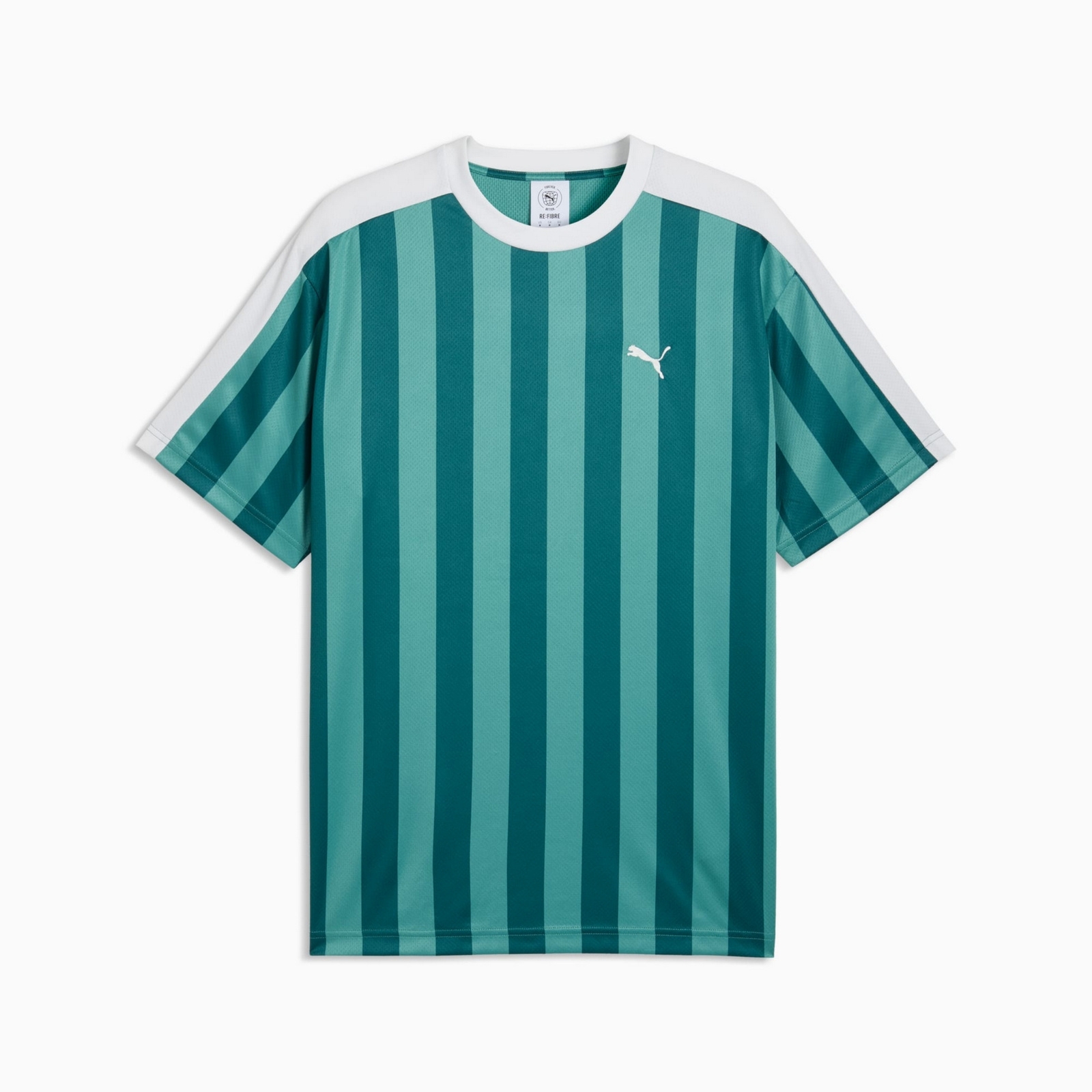 Koszulka męska Puma ESS T7 RELAXED STRIPED FOOTBALL turkusowa 69219541