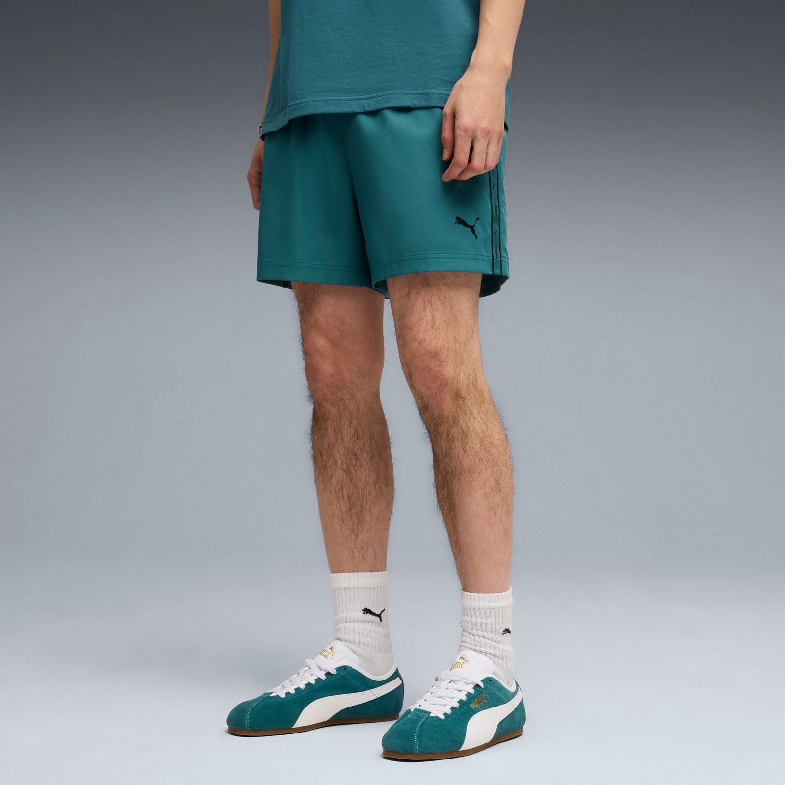 Spodenki męskie Puma ESS TAPE WOVEN 5" turkusowe 69169741