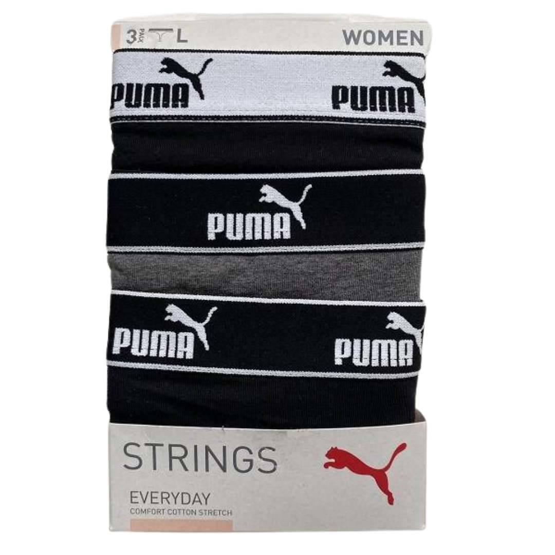 Majtki damskie Puma STRING 3-PACK czarne 93533701