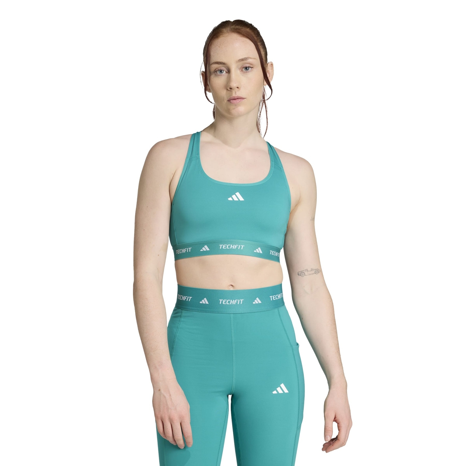 Stanik sportowy damski adidas TECHFIT turkusowy JW7245