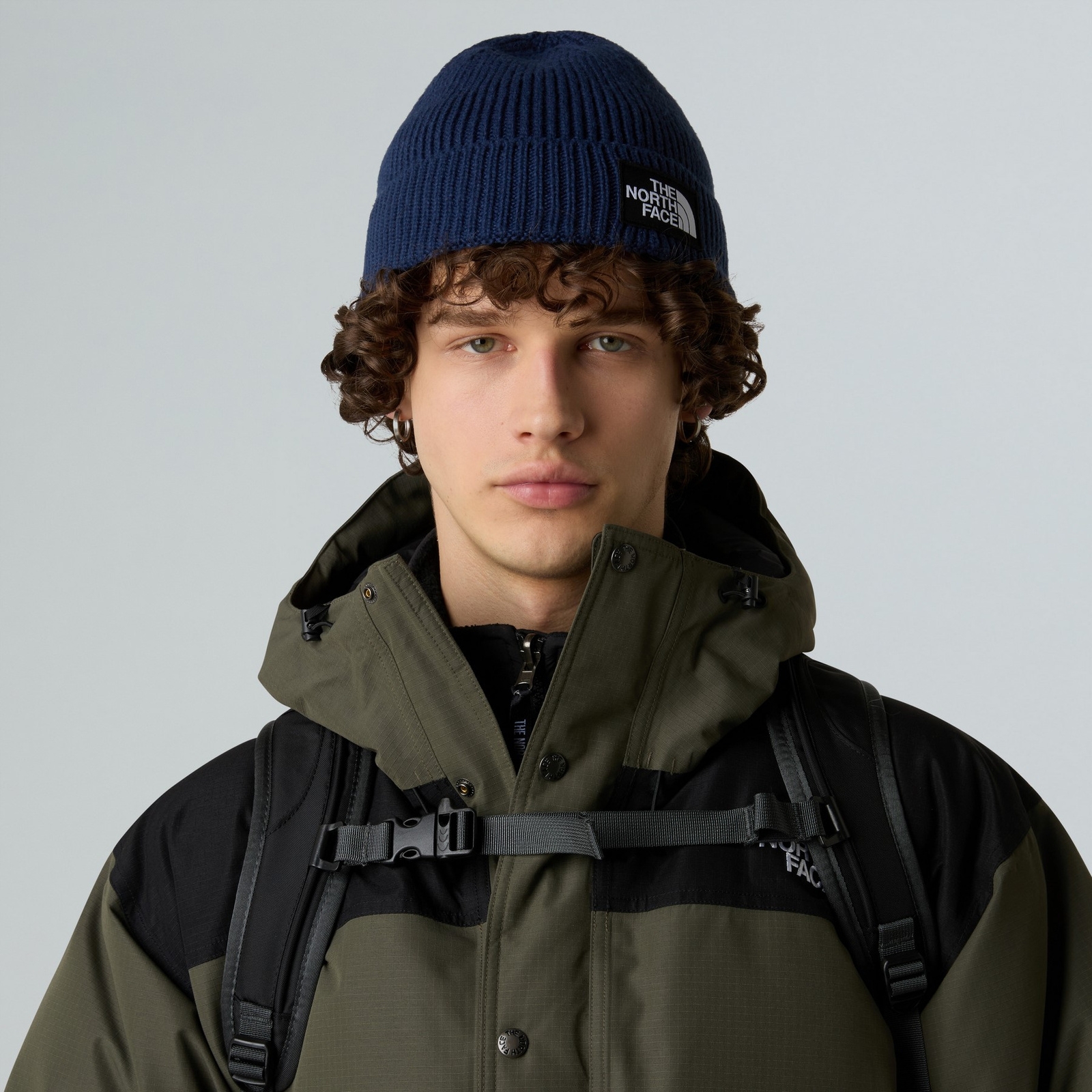 Czapka zimowa unisex The North Face LOGO BOX CUFFED granatowa NF0A8CHE8K2