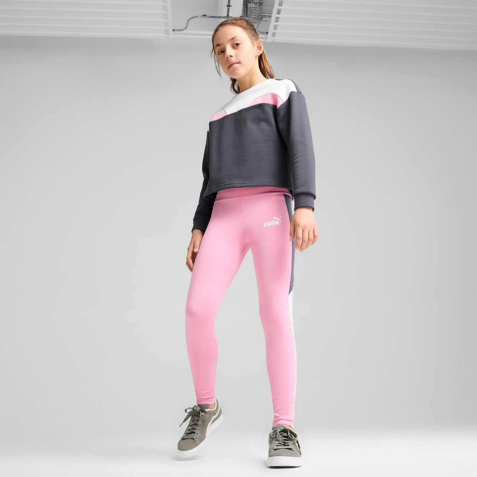 Bluza dziewczca Puma POWER CREW FL szara 68178769