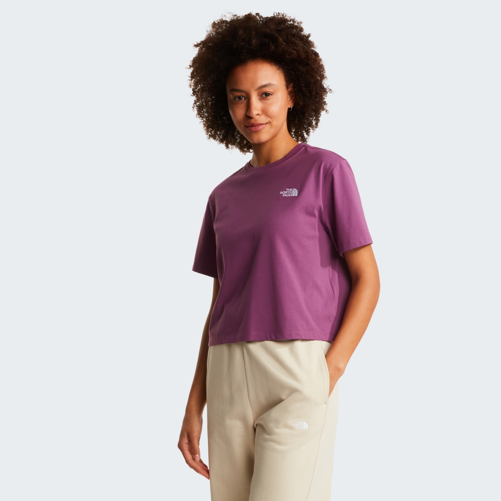 Koszulka damska The North Face EVOLUTION SIMPLE DOME CROP fioletowa NF0A8FDHG4Y